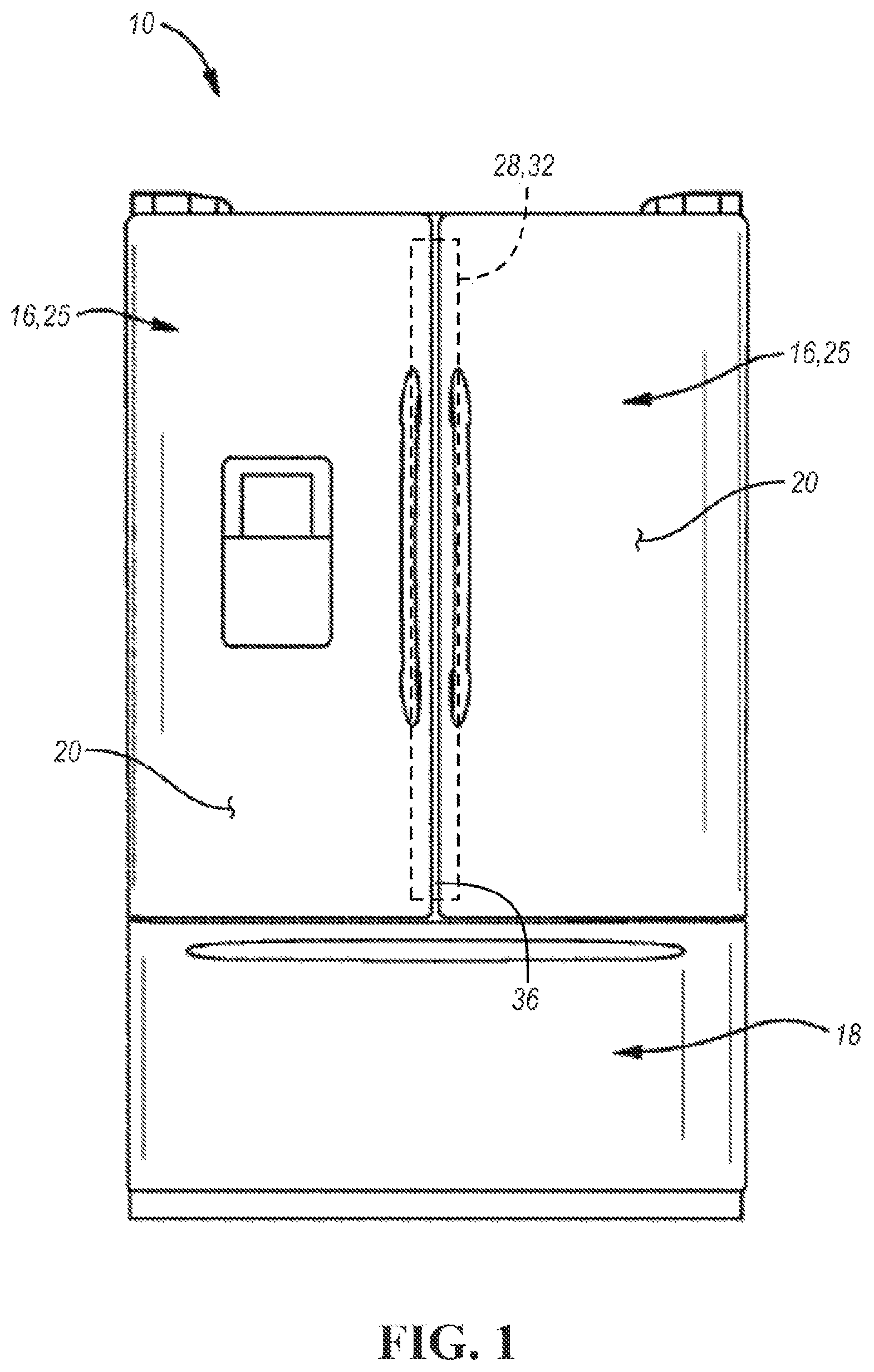 Patent US12320578 — Refrigerator and corresponding shelving system — Figure 1