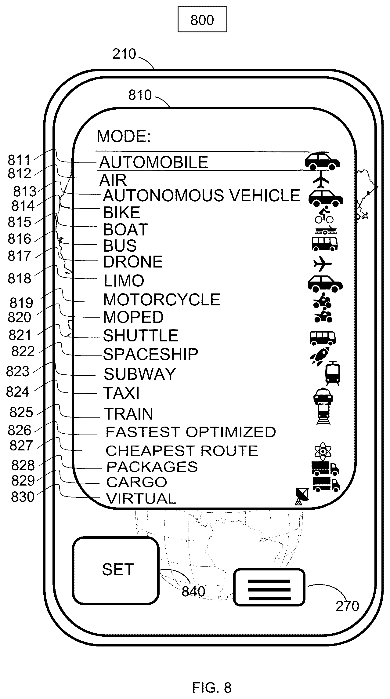 Patent US12320654 Figure 8 – Financial swap index method and system on transportation capacity units and trading derivative products based thereon