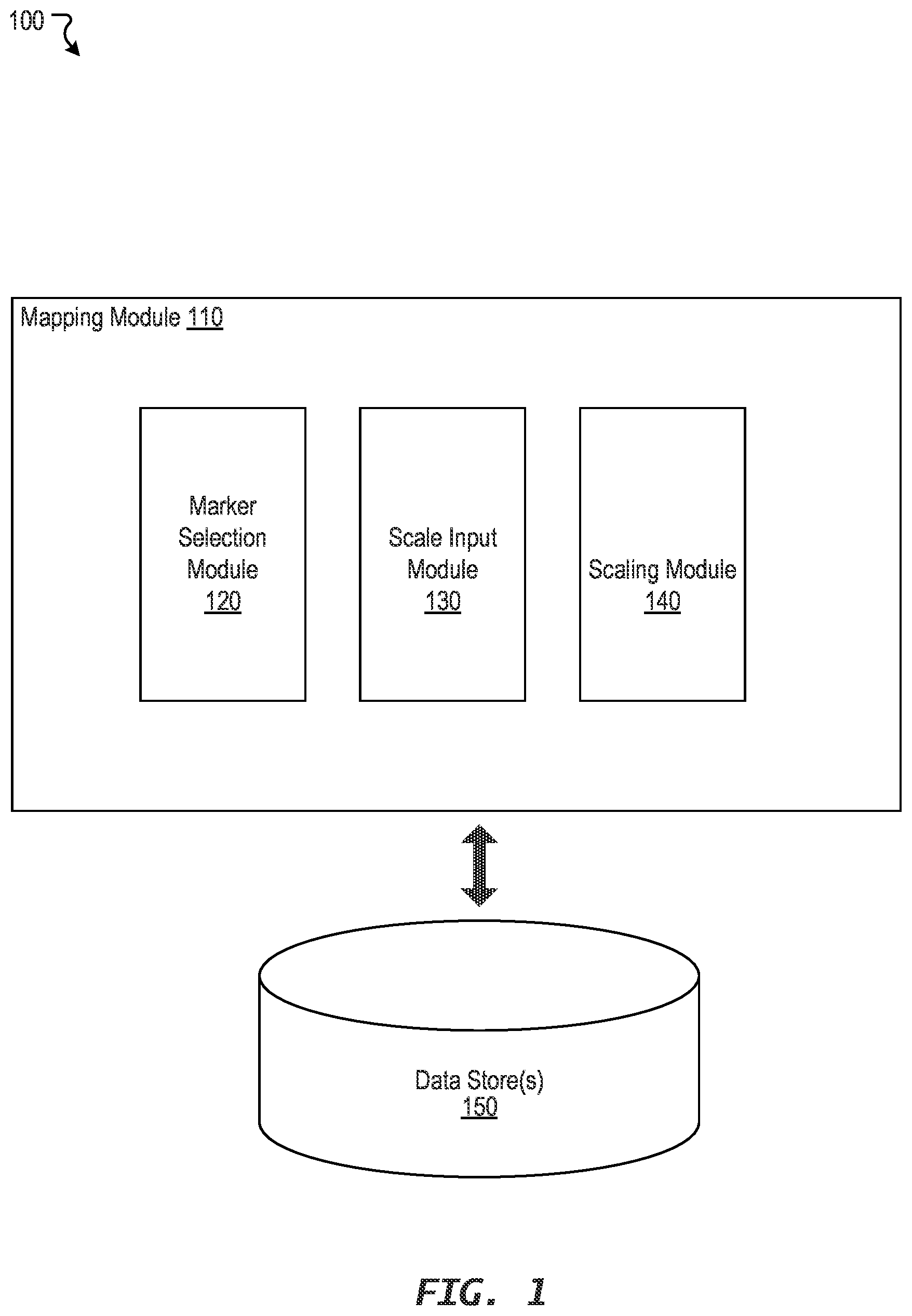 Patent US12320663 — Dynamic scaling of geospatial data on maps — Figure 1
