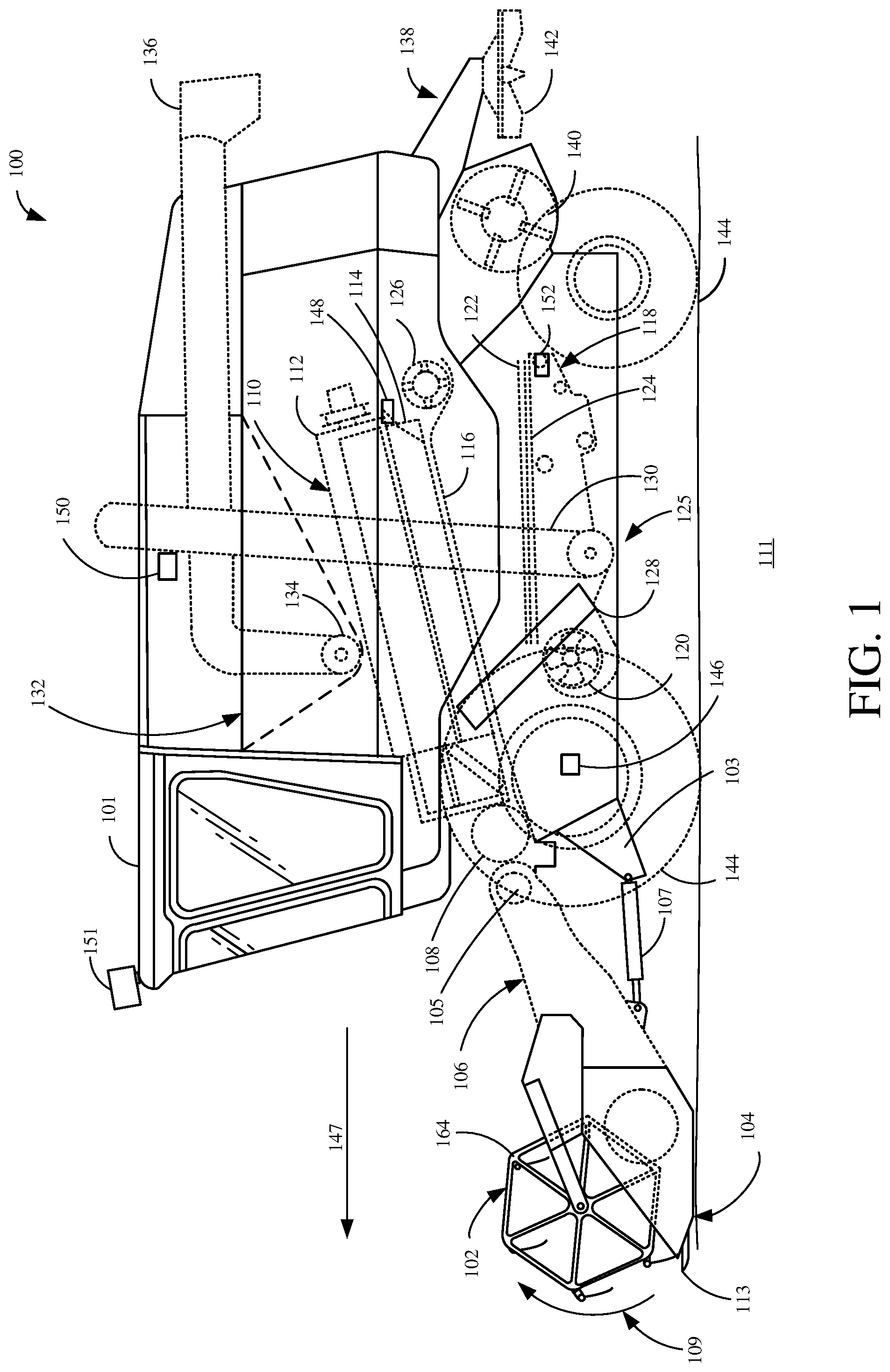 Patent US12320666 — Machine control using a predictive map — Figure 1