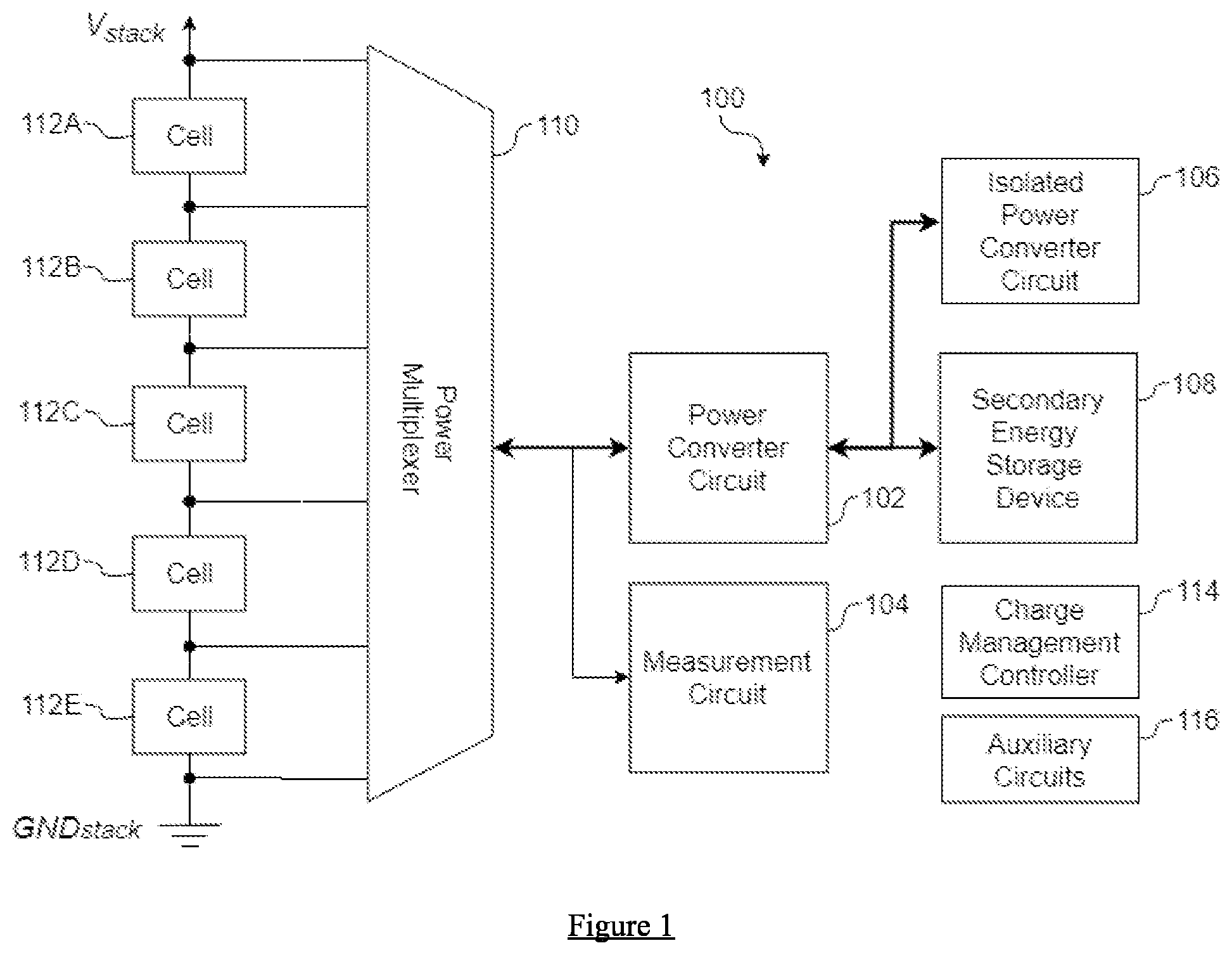 Patent US12320858 — Apparatus and method for characterizing and managing stacked energy storage cells — Figure 1
