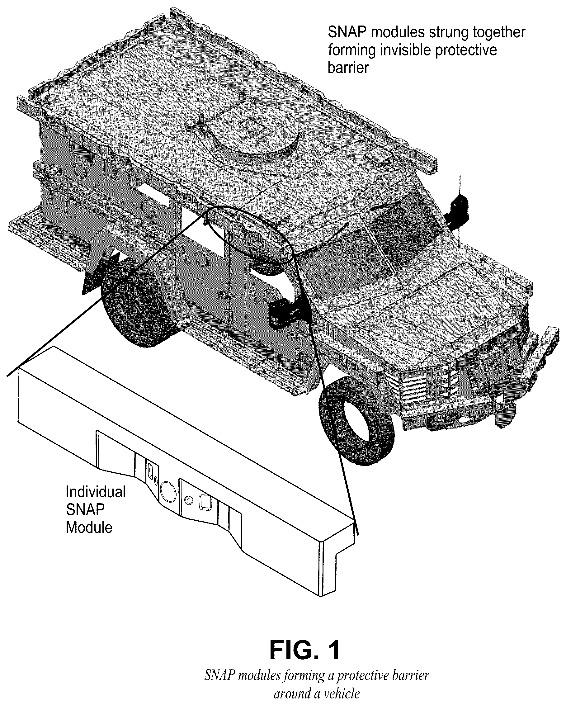 Patent US12320889 — Scalable networked active protection (SNAP) — Figure 1