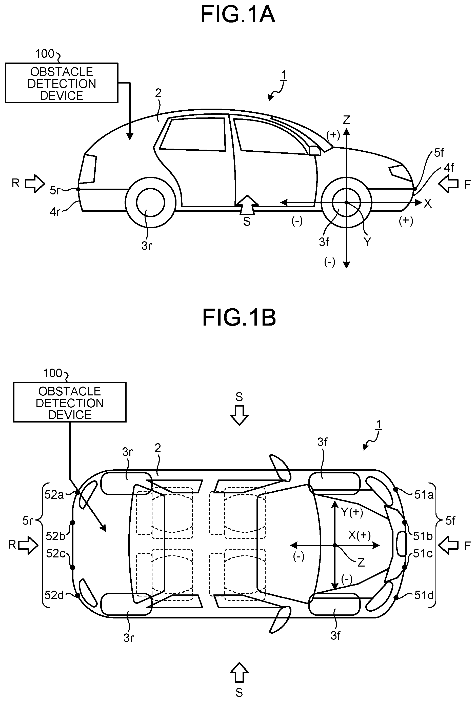 Patent US12320894 — Vehicle and obstacle detection device — Figure 1