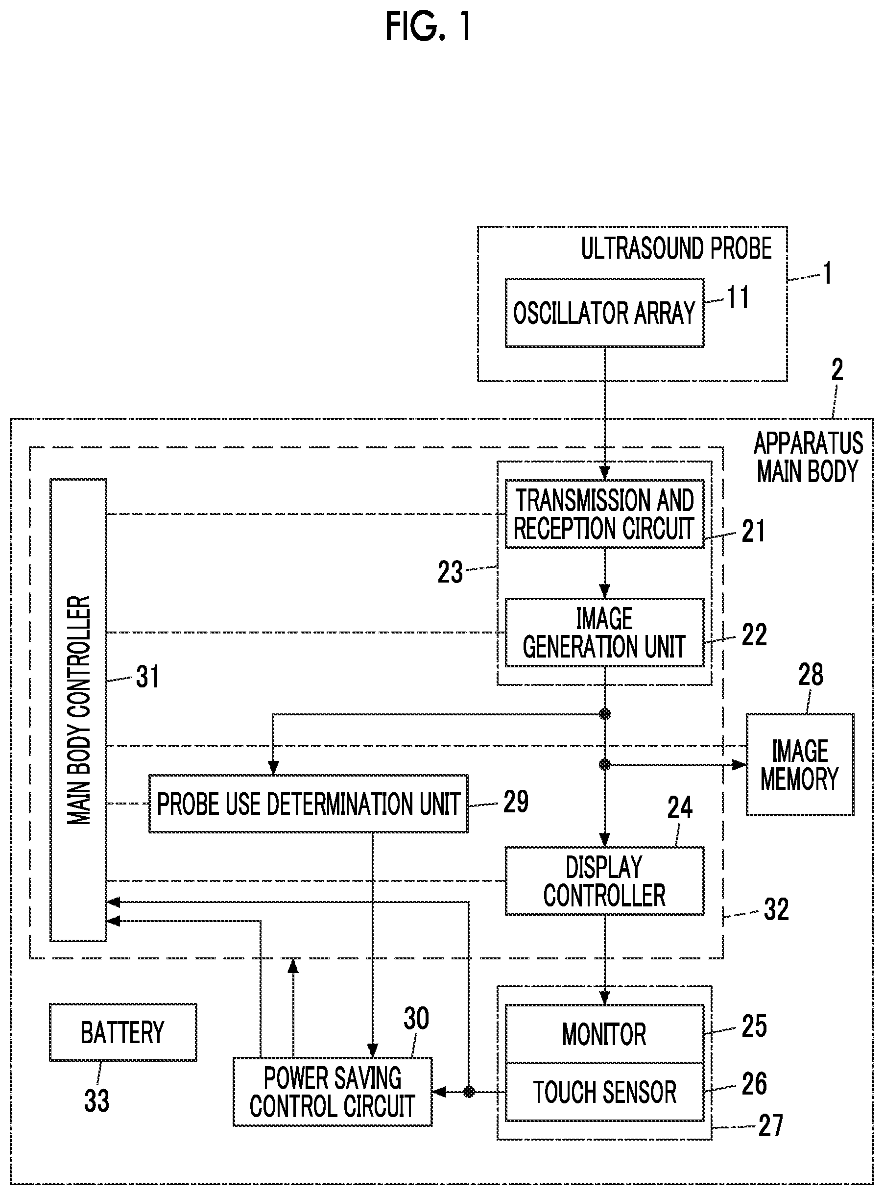 Patent US12320929 — Ultrasound diagnostic apparatus and control method for ultrasound diagnostic apparatus — Figure 1