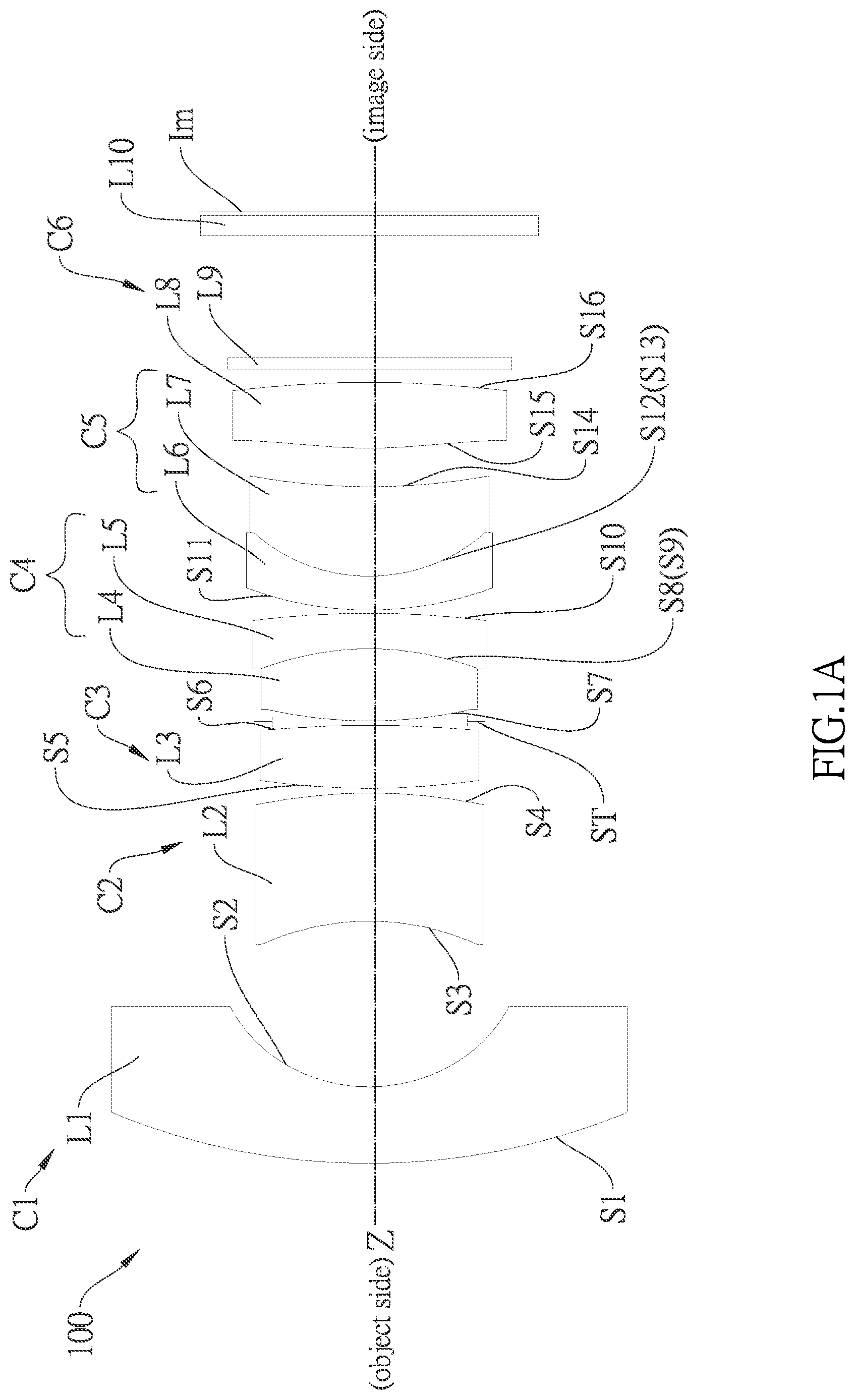 Patent US12320957 — Optical imaging lens — Figure 1