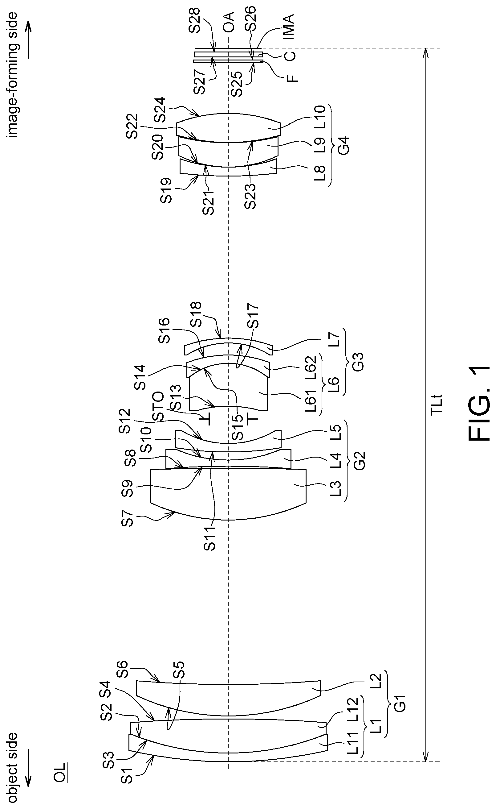 Patent US12321034 — Optical lens and electronic apparatus — Figure 1