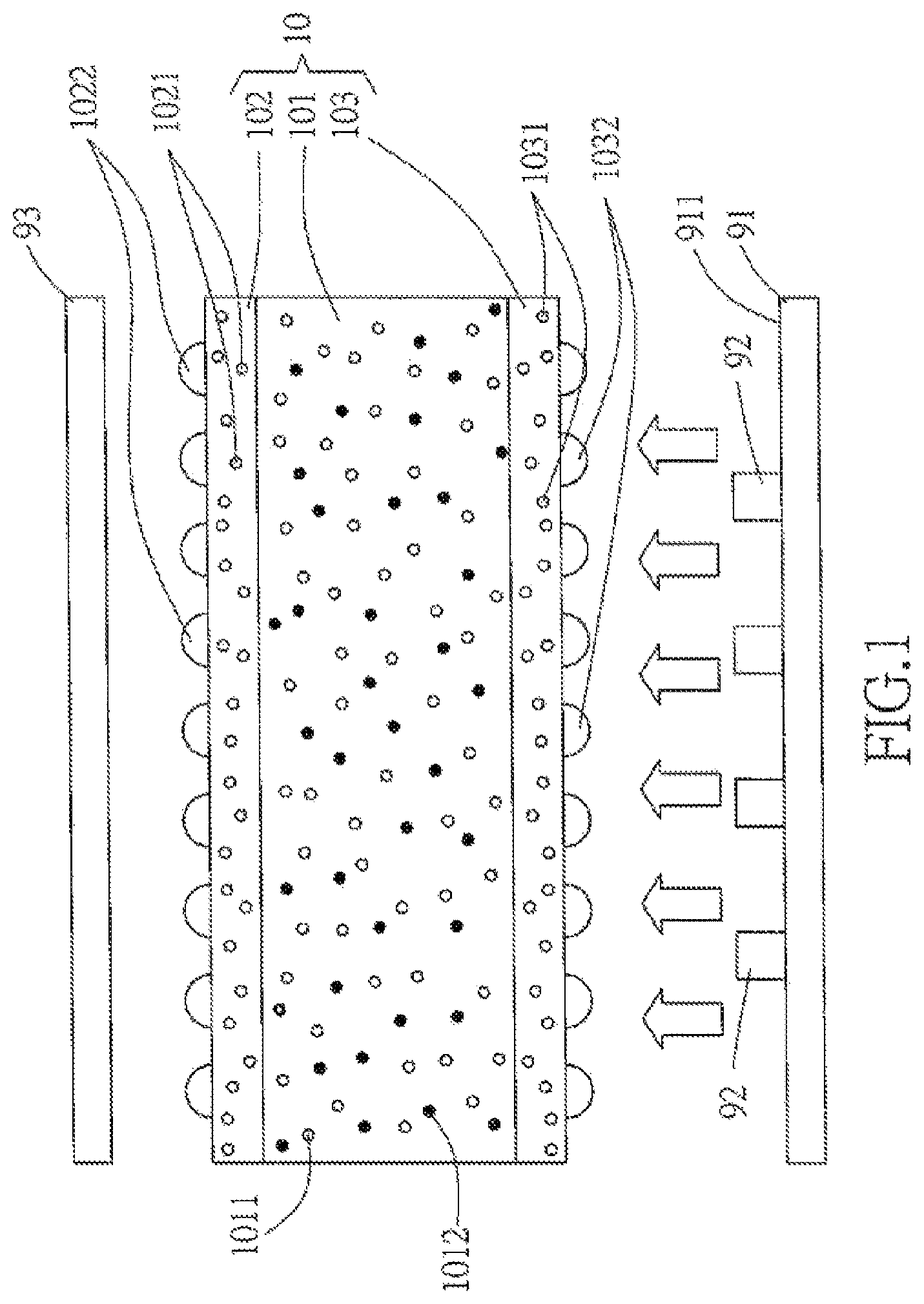 Patent US12321061 — Diffusion plate for use in backlight module with low optical path distance — Figure 1