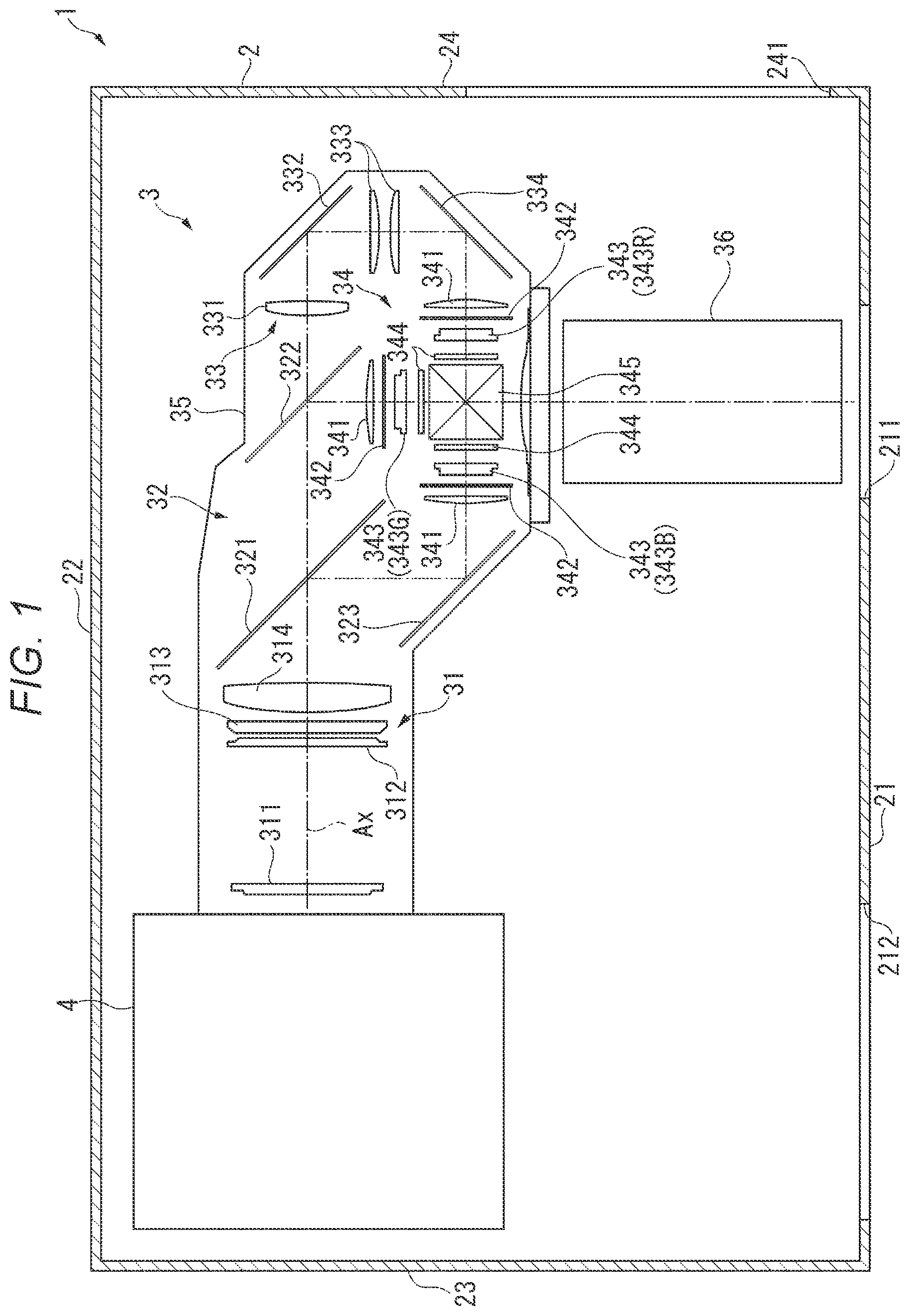 Patent US12321089 — Wavelength conversion element, light source device, and projector — Figure 1