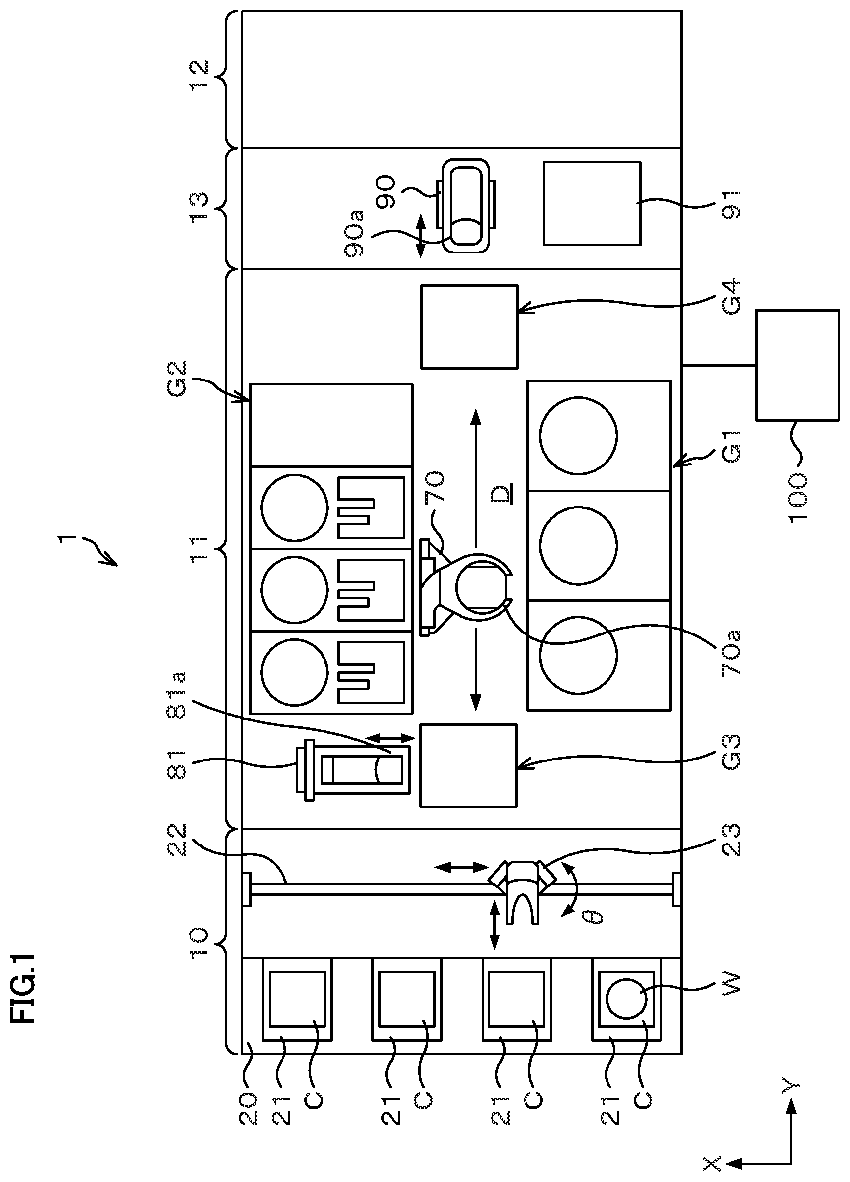 Patent US12321098 — Substrate support member, substrate treatment apparatus, and substrate transfer apparatus — Figure 1