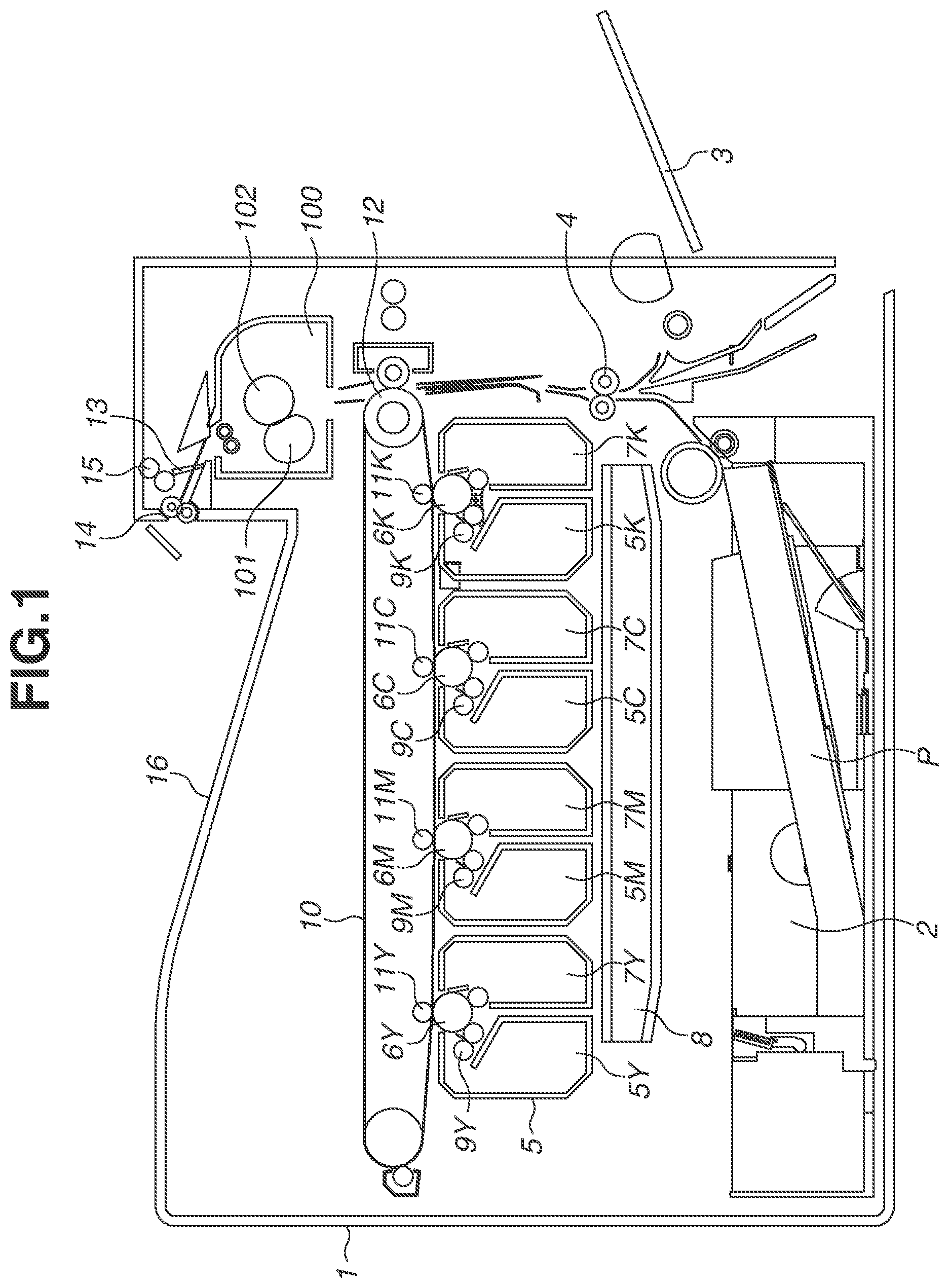 Patent US12321117 — Fixing device in which a power supply terminal in contact with an electrode of a heater and a power supply cable are arranged in an internal space of a film — Figure 1