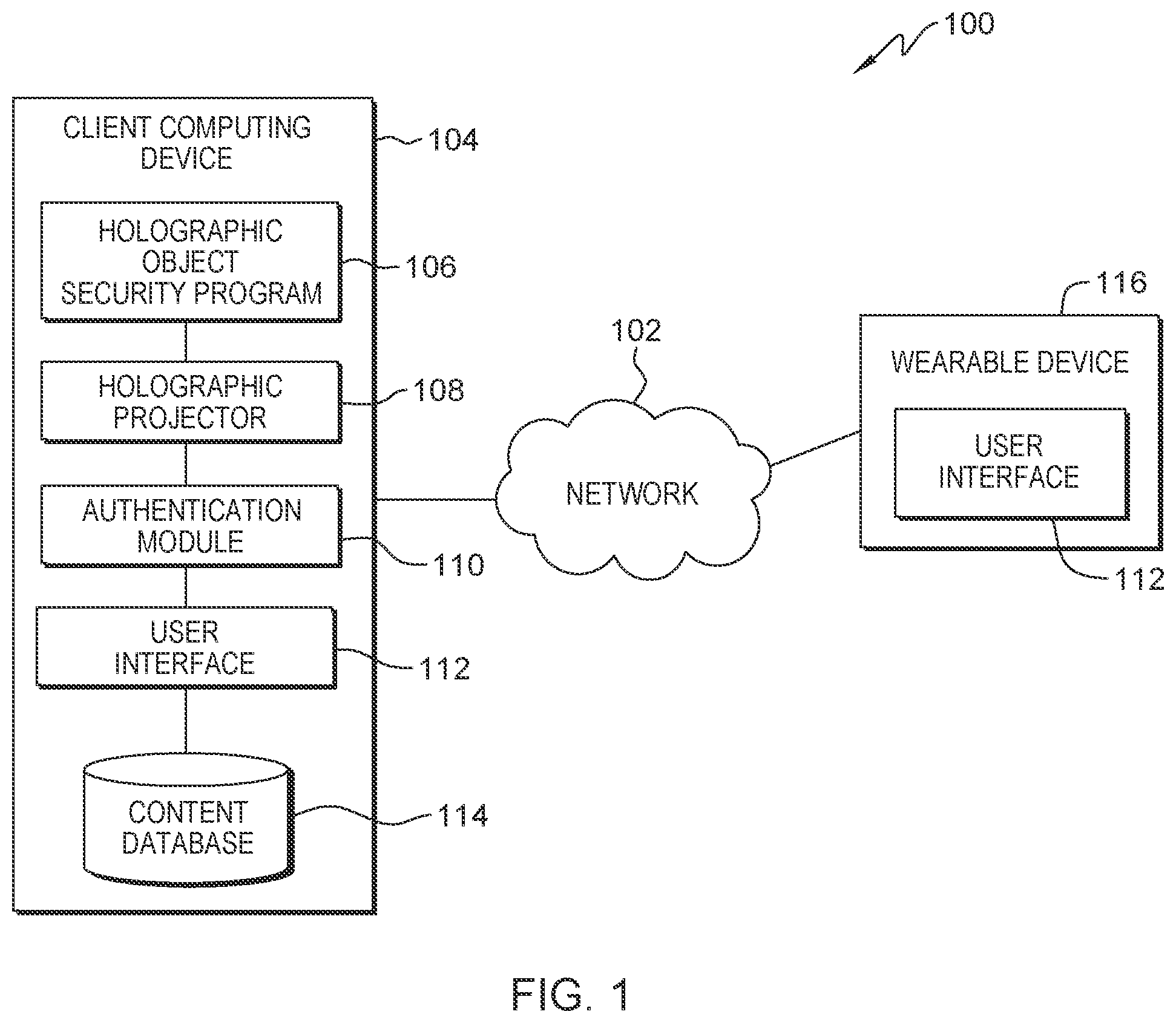 Patent US12321133 Figure 1 – Security for displayed confidential holographic objects