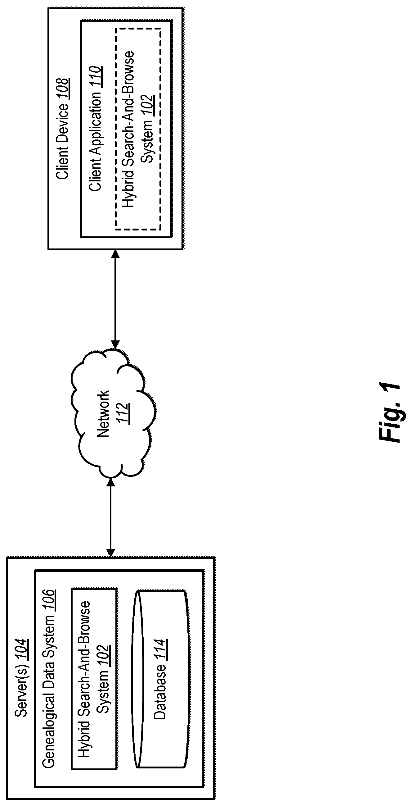 Patent US12321341 — Hybrid search-and-browse interface — Figure 1