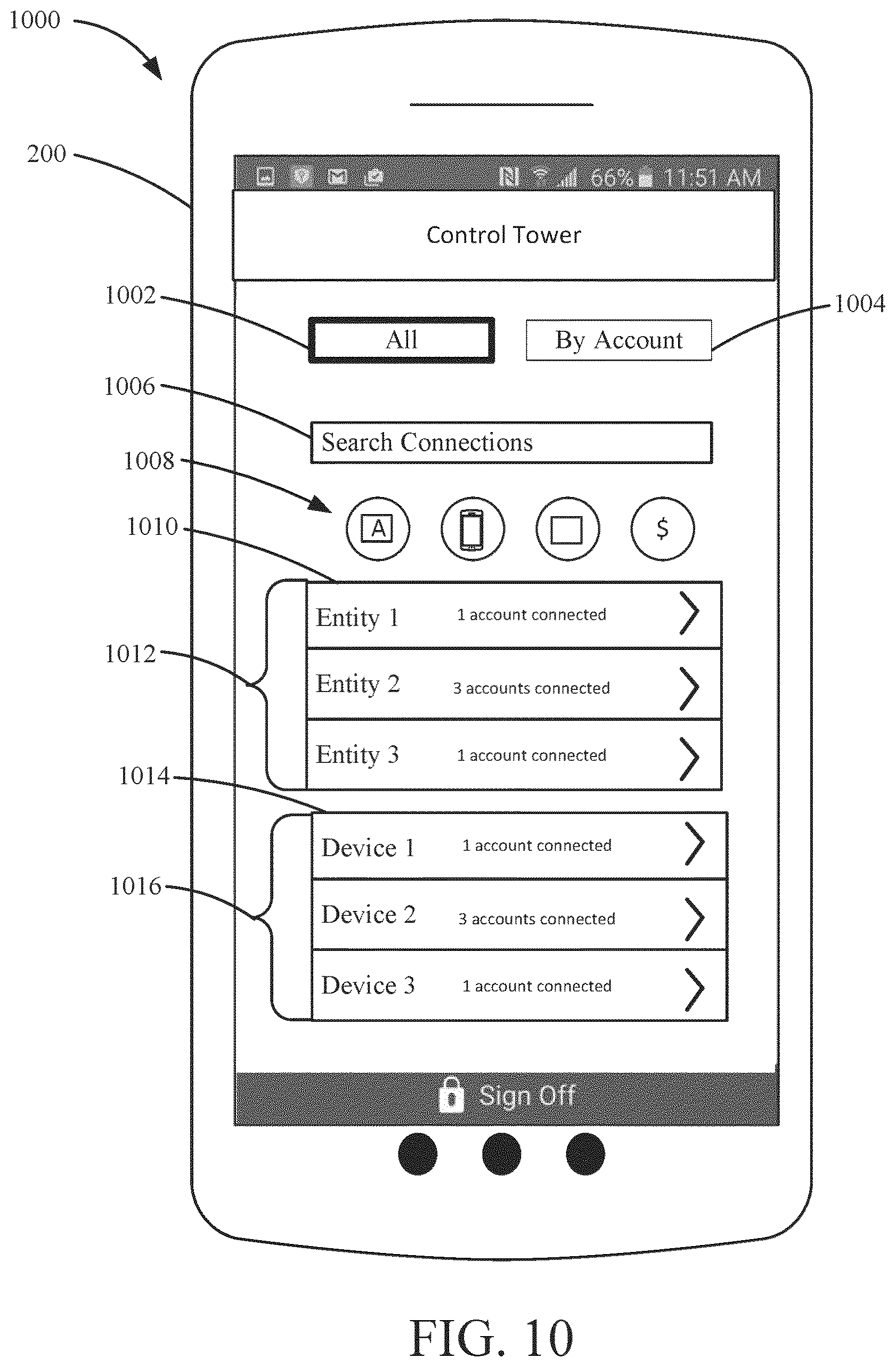 Patent US12321490 Figure 10 – Scrubbing account data accessed via links to applications or devices
