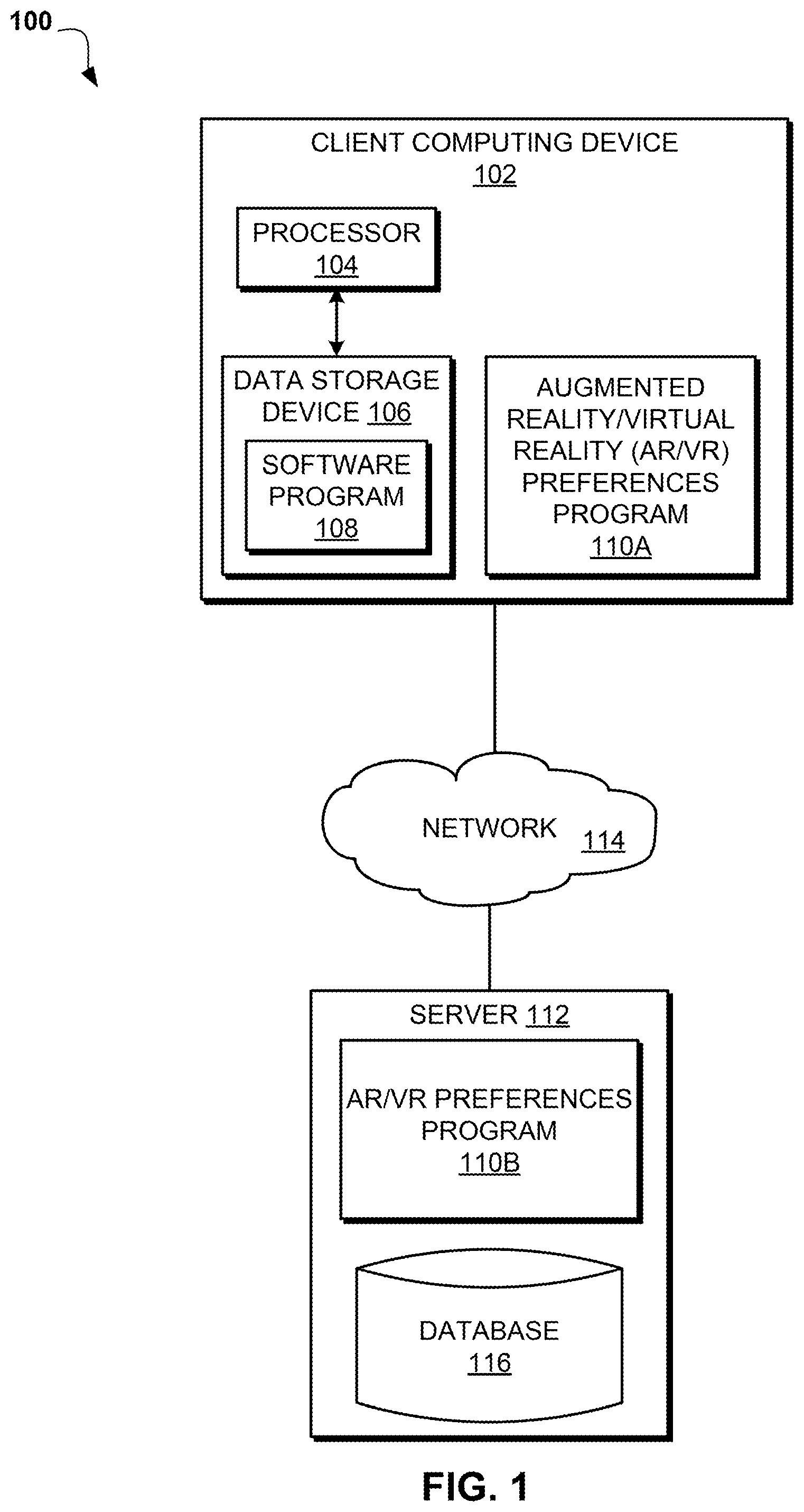 Patent US12321507 — Ranking a user's preference model in a virtual reality environment — Figure 1