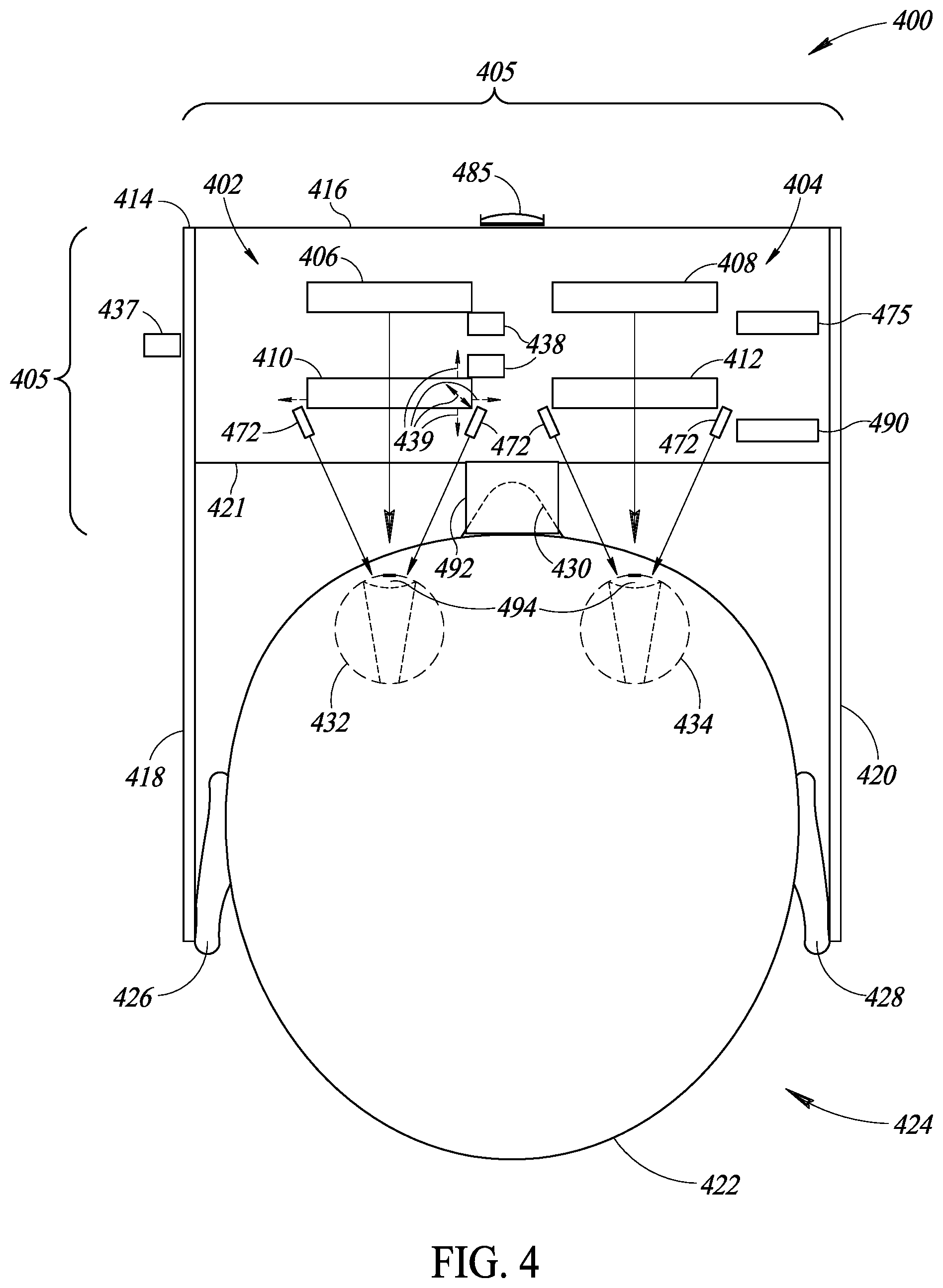 Patent US12321514 Figure 4 – Optical tracking including imaging-based angle sensitive detectors