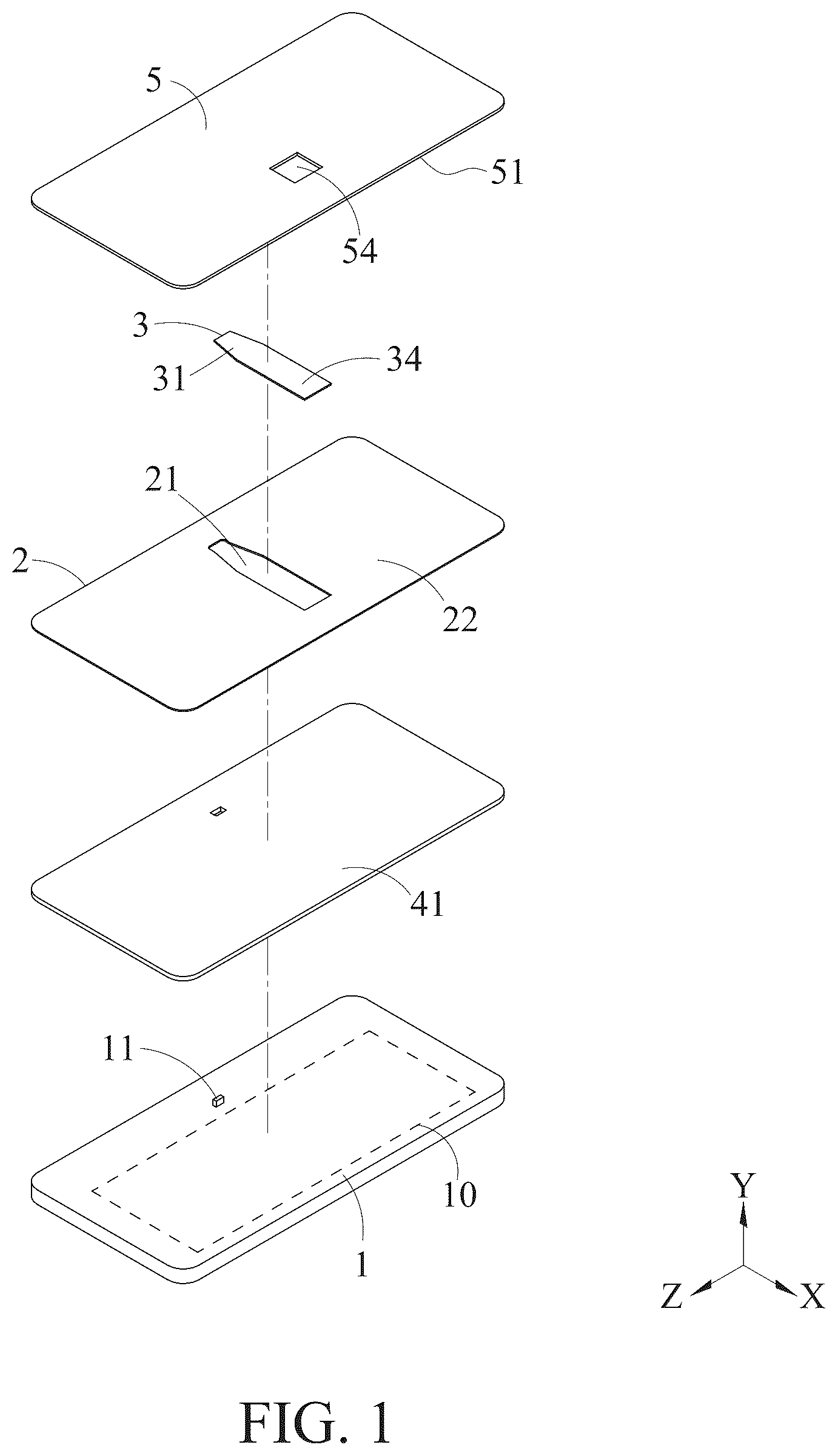 Patent US12321540 — Light-emitting module for touchpad — Figure 1