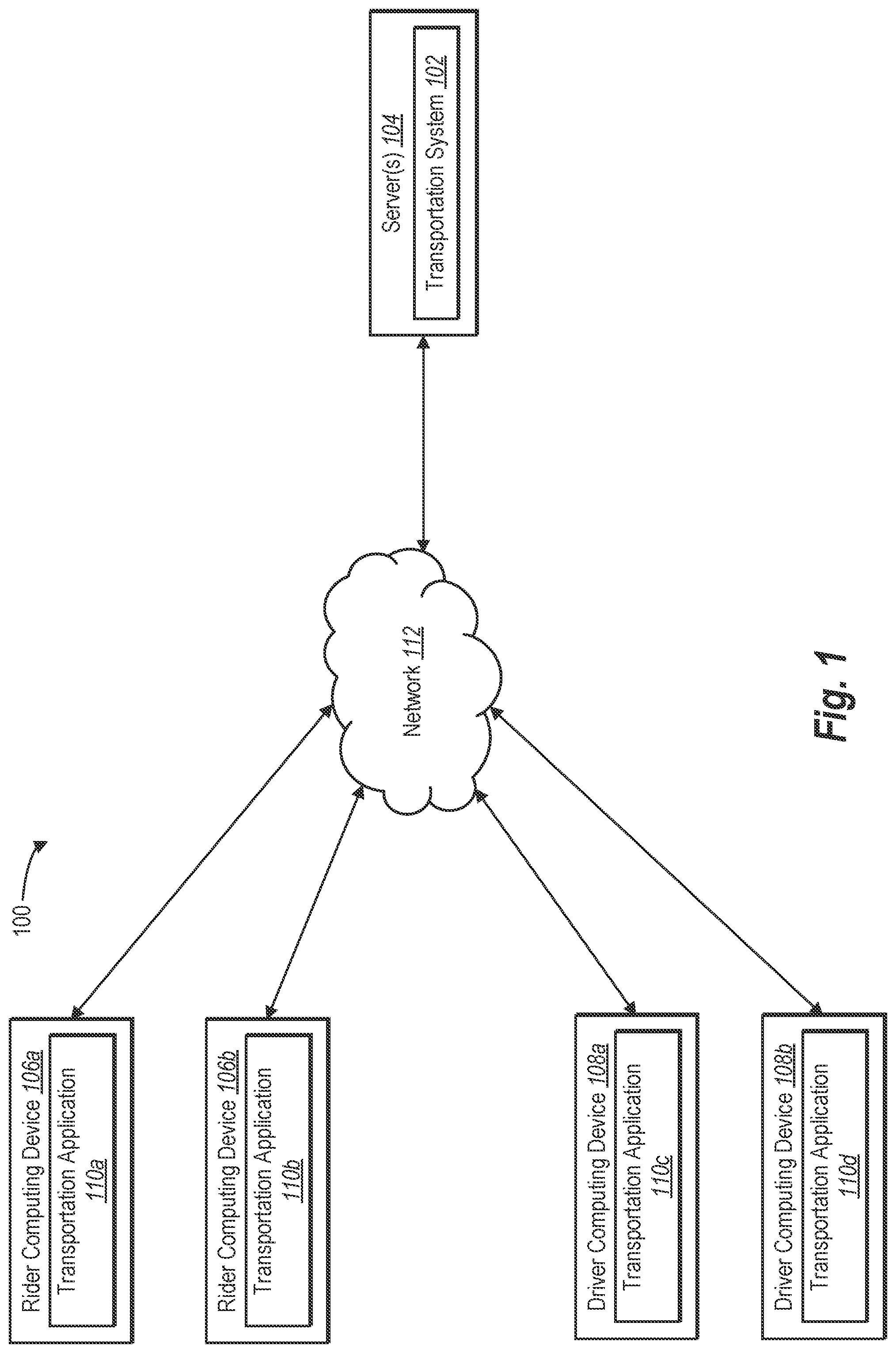 Patent US12321561 — Optimizing transportation networks through dynamic user interfaces — Figure 1
