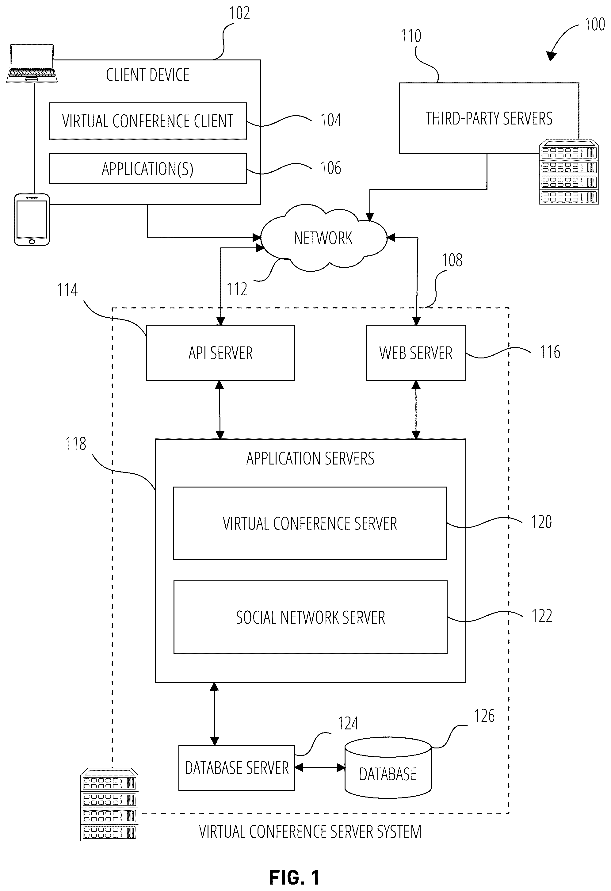 Patent US12321564 — Presenting participant reactions within a virtual working environment — Figure 1