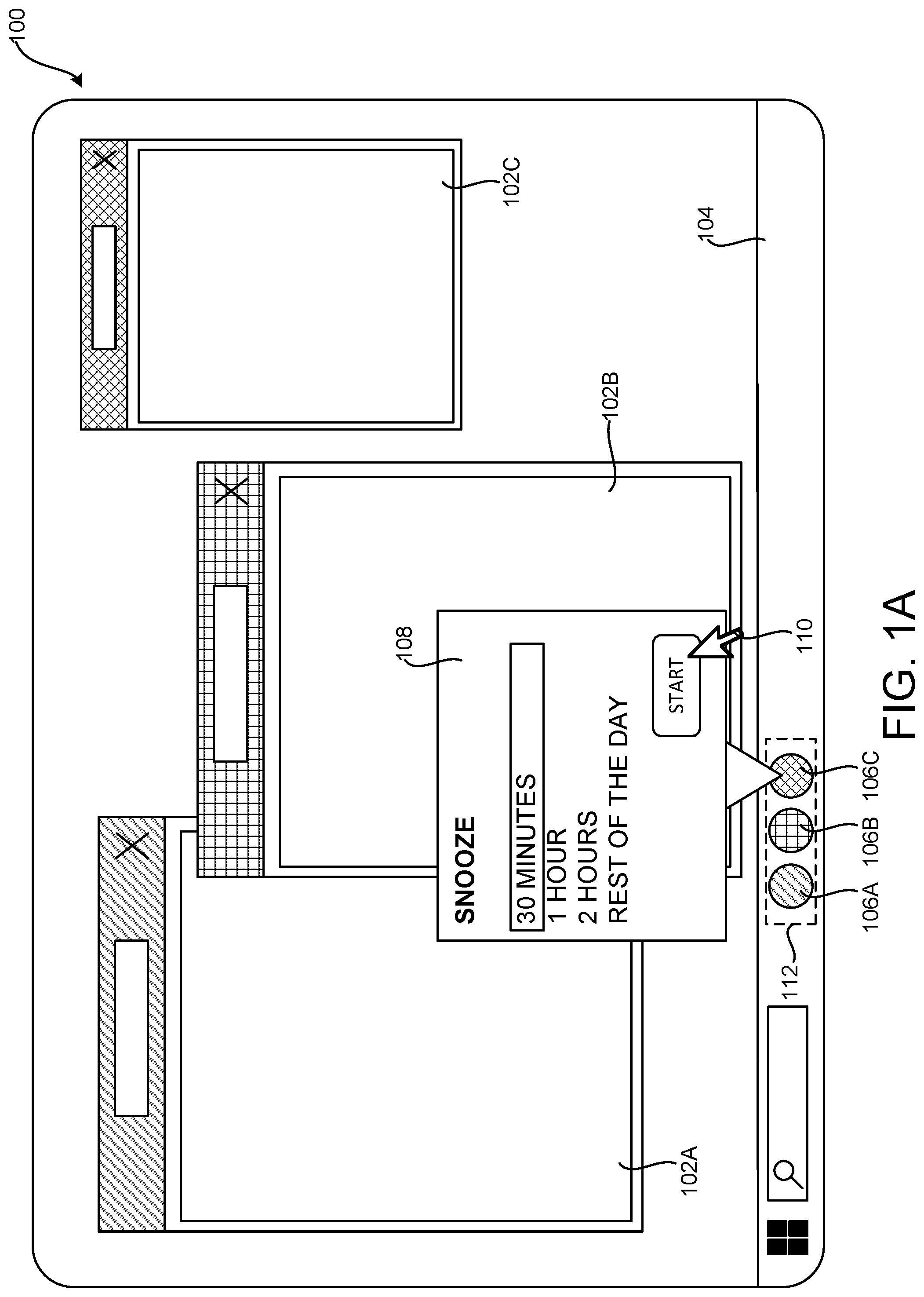 Patent US12321584 — Temporarily hiding user interface elements — Figure 1