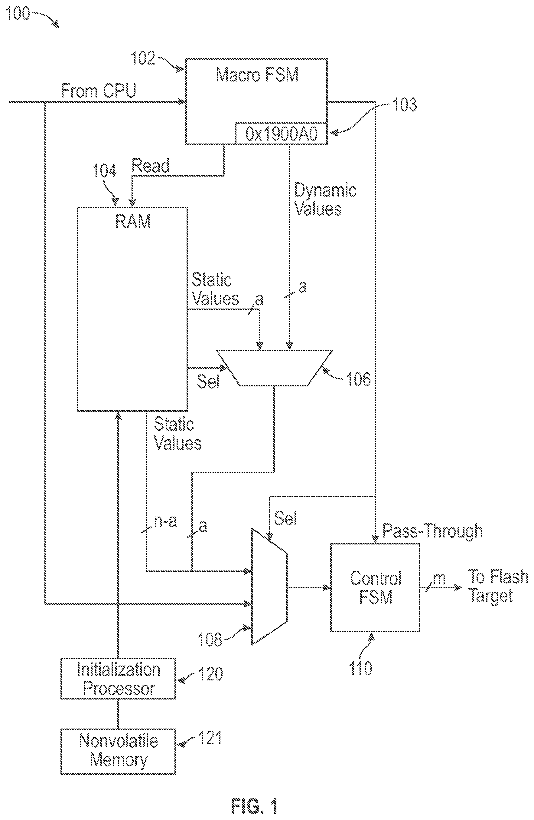 Patent US12321599 — Protocol agnostic control of NAND flash — Figure 1
