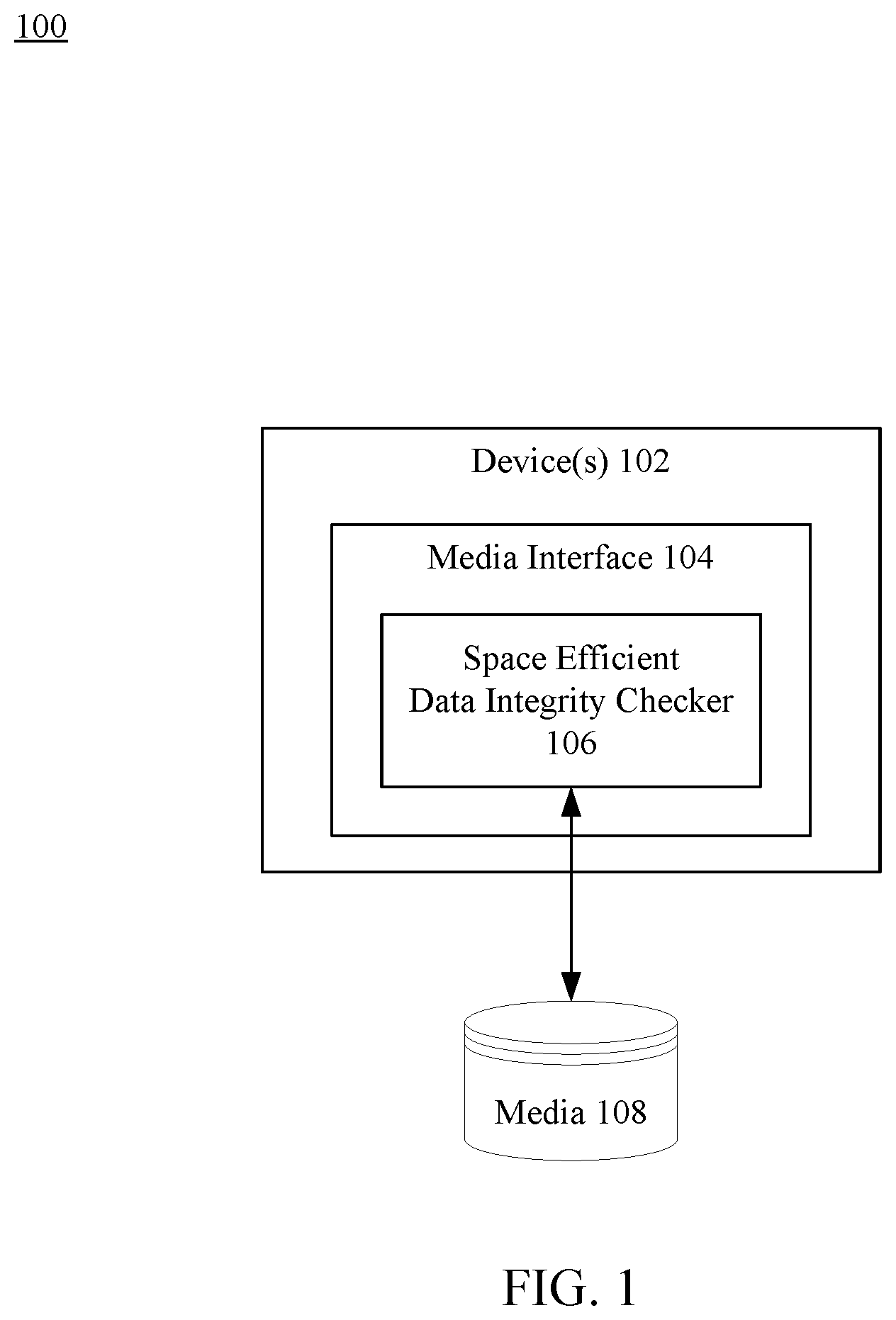 Patent US12321612 — Space efficient data integrity check — Figure 1