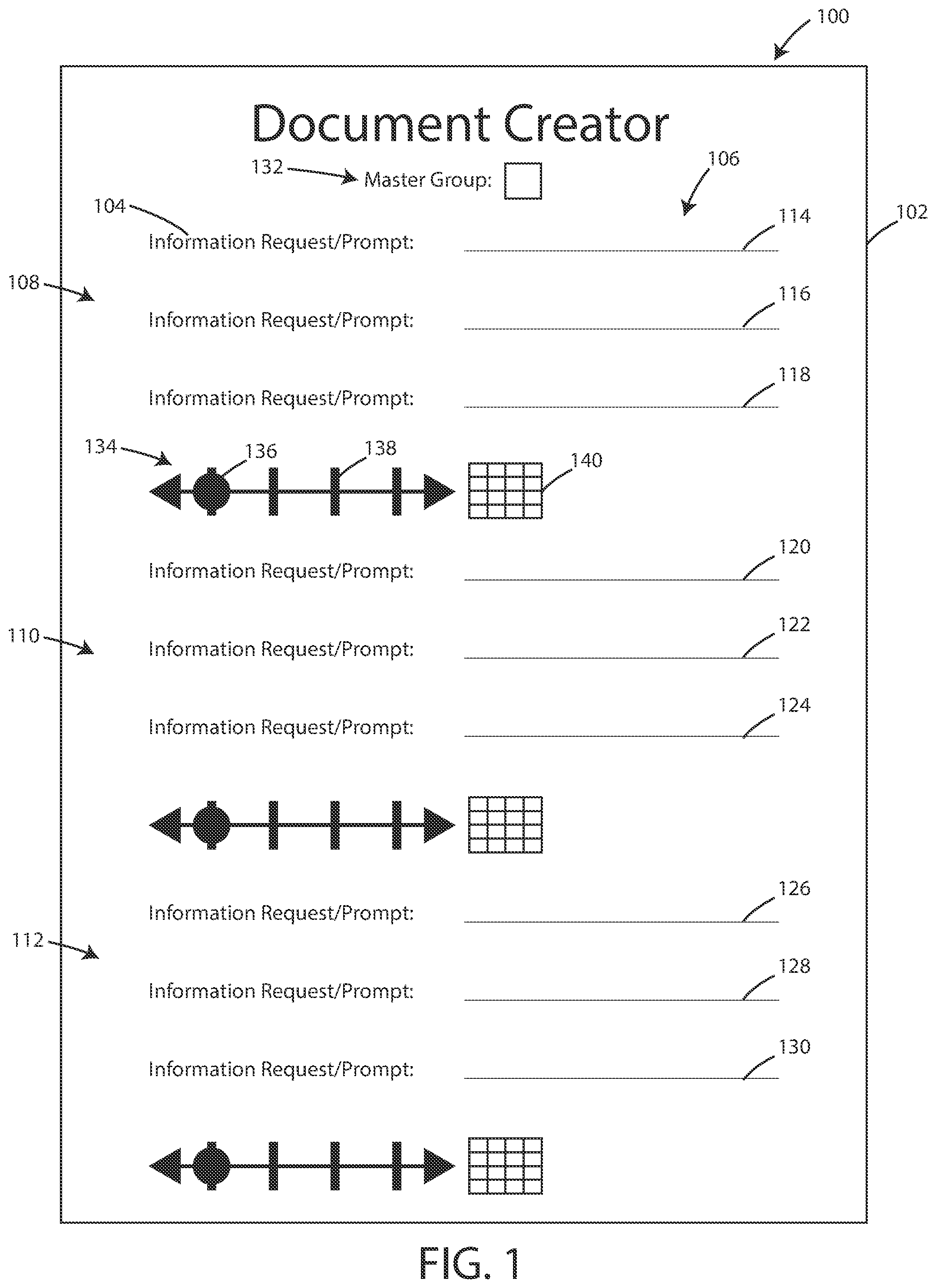 Patent US12321694 — User interface and systems for document creation — Figure 1