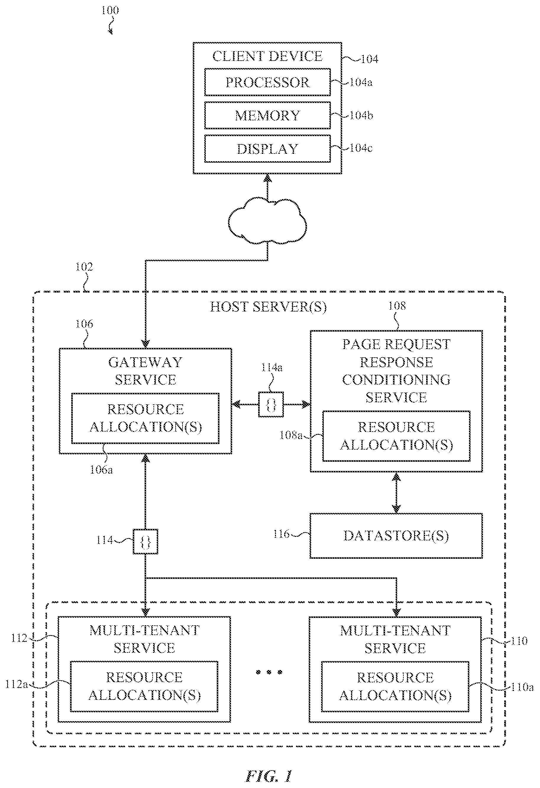 Patent US12321757 — Decreasing apparent load time for a frontend application when requesting a page from a backend application of a multiuser collaboration tool — Figure 1