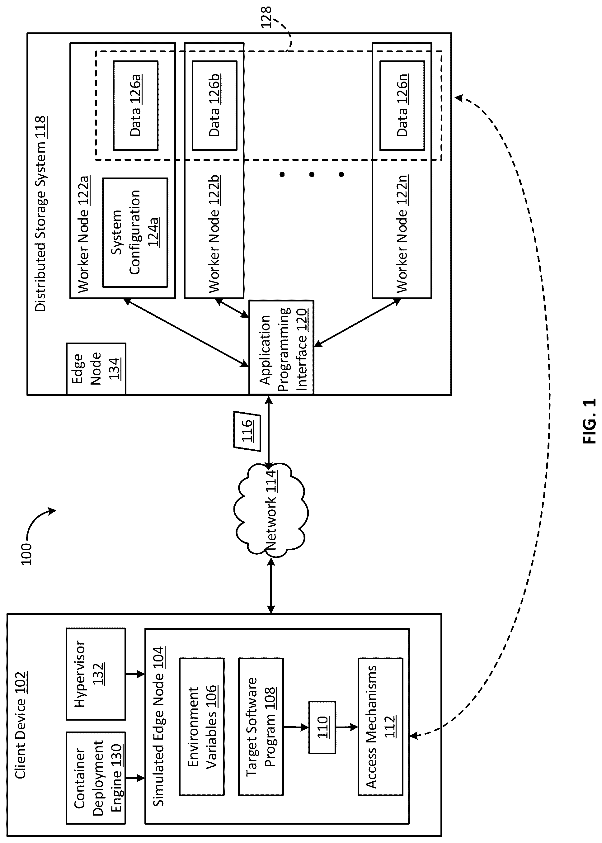 Patent US12321796 — Client device with simulated edge node for accessing a distributed storage system — Figure 1