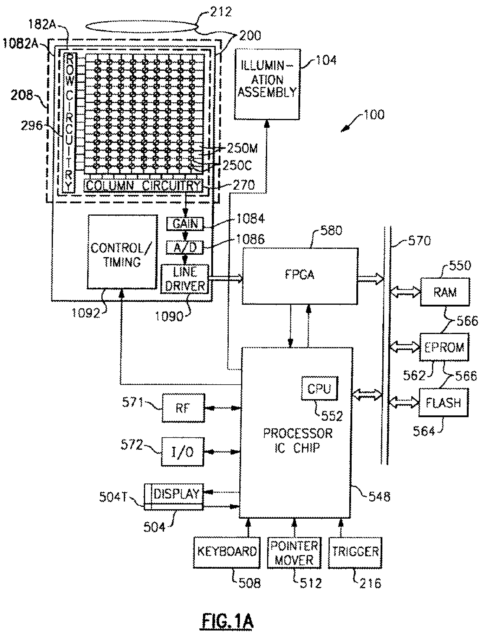 Patent US12321813 — Apparatus having hybrid monochrome and color image sensor array — Figure 1
