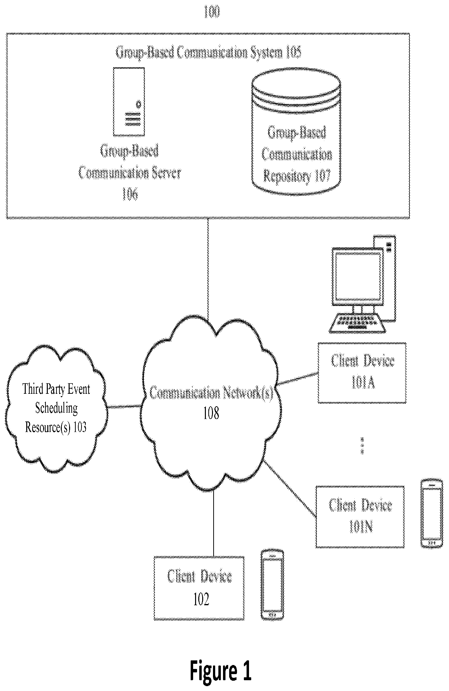 Patent US12321899 — Aggregating an event occurrence feedback report within a group-based communication system — Figure 1