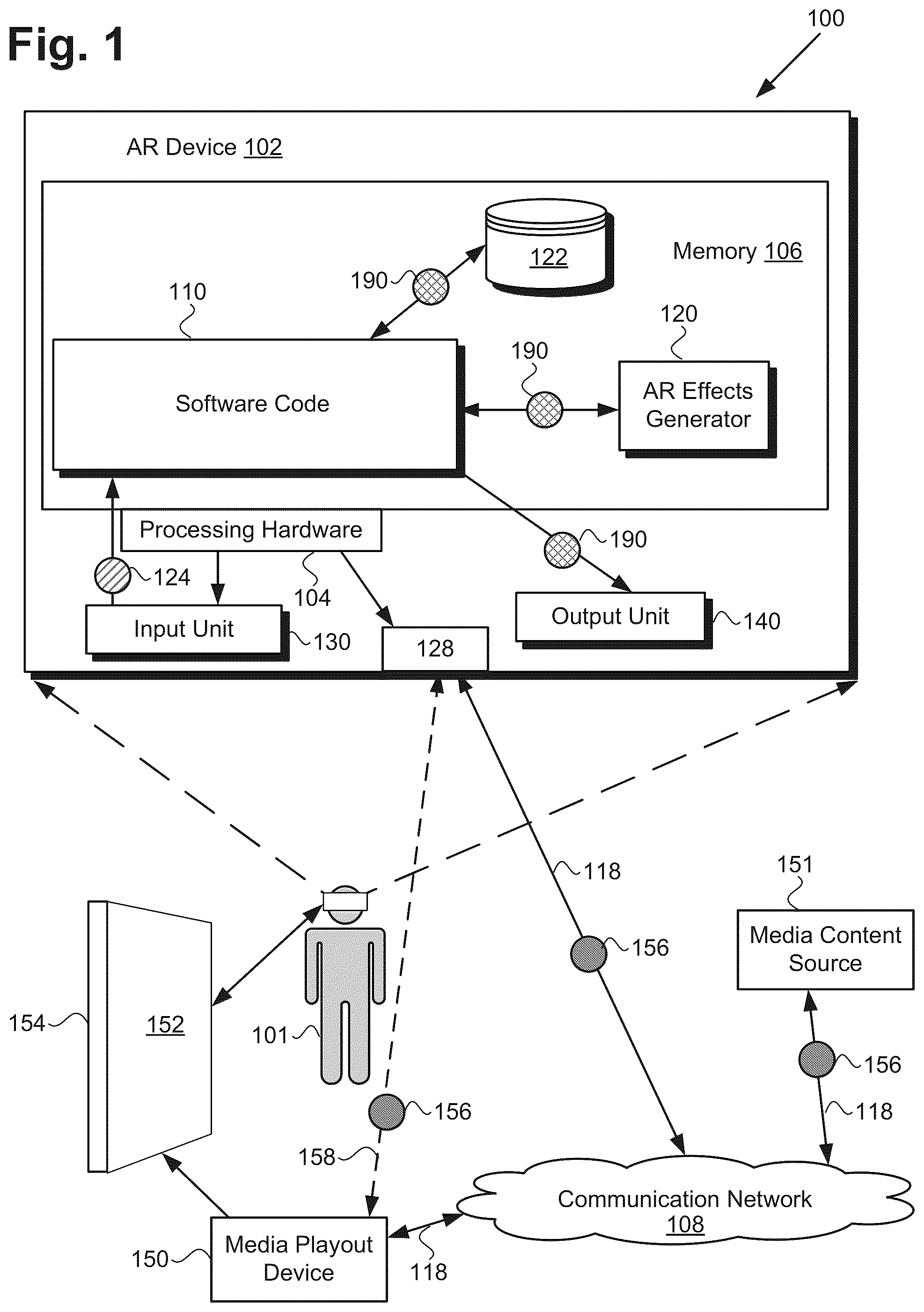 Patent US12322006 Figure 1 – Augmented reality enhancement of moving images