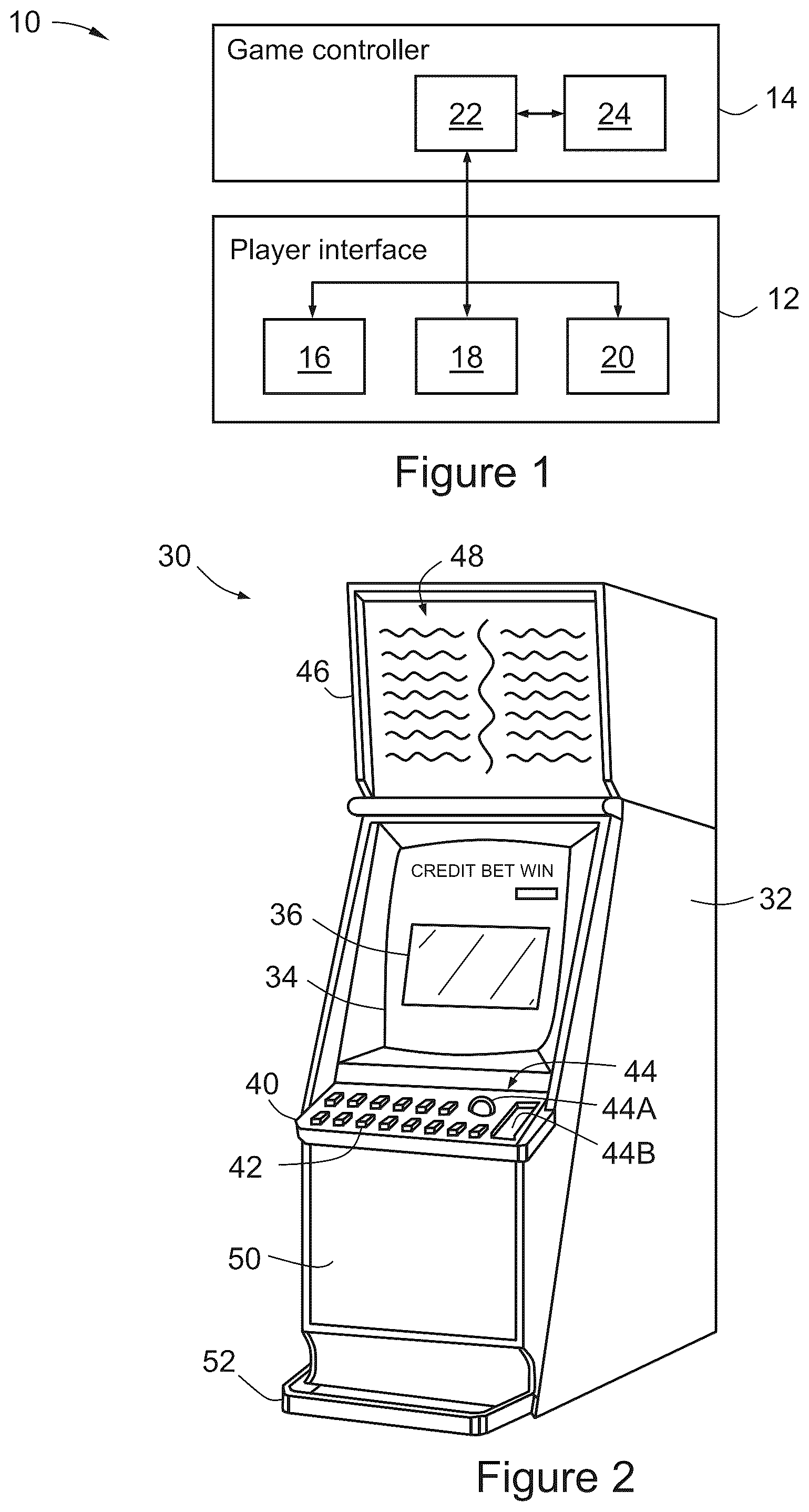 Patent US12322239 — Electronic gaming system and method of providing a feature game with replaced reels — Figure 1