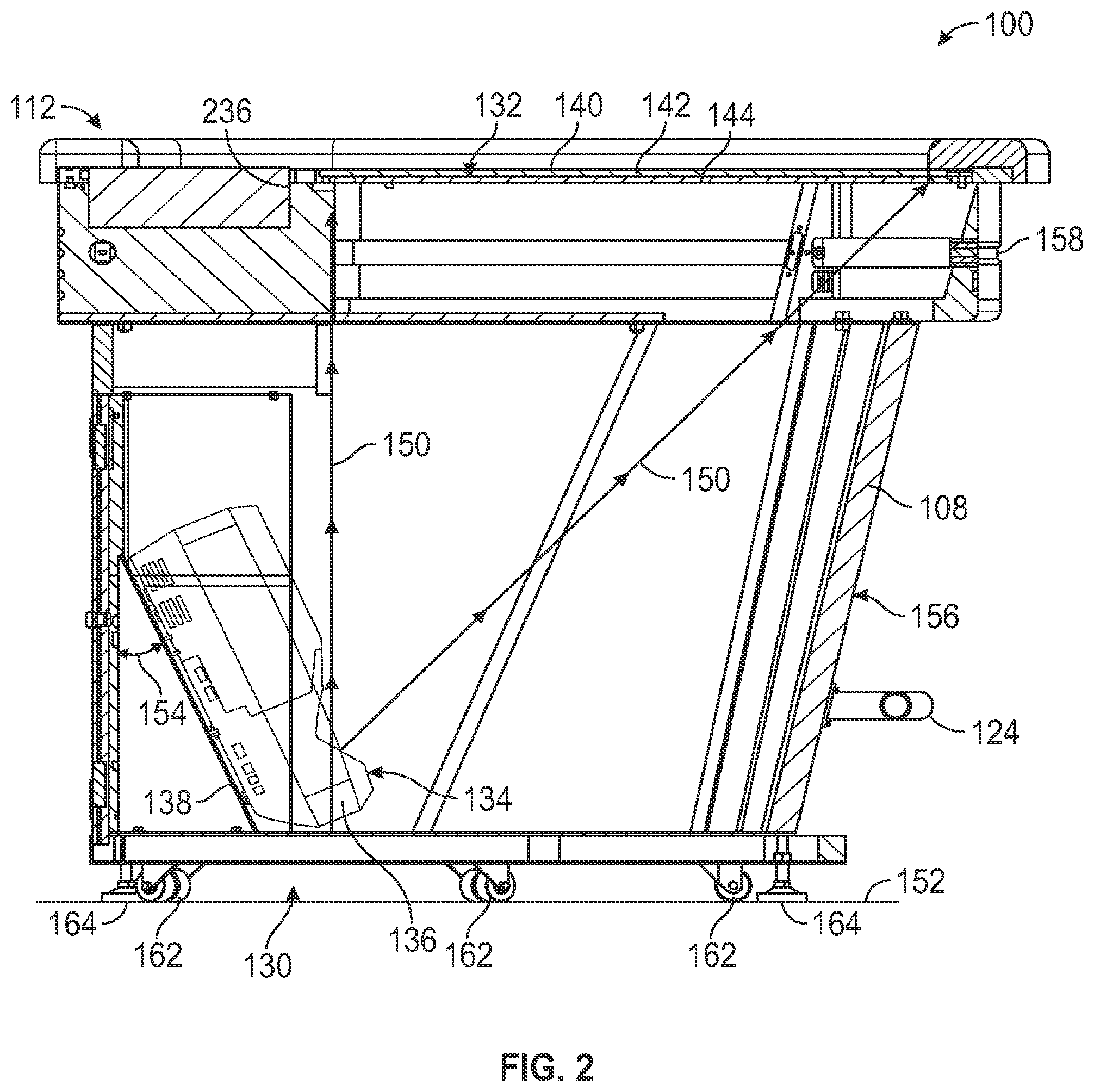 Patent US12322242 Figure 2 – Gaming systems and methods for providing a table game with visual effects