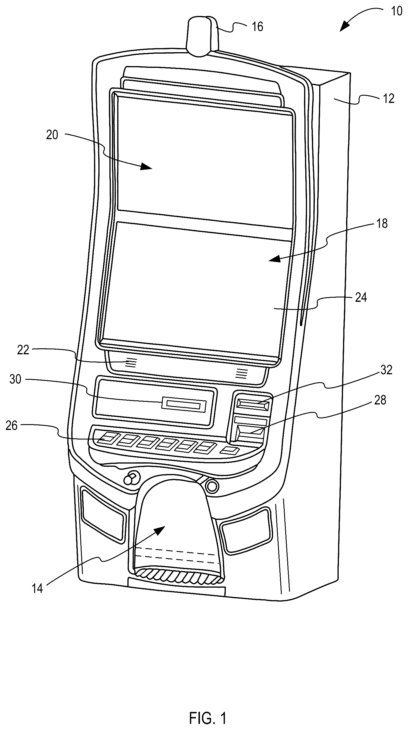 Patent US12322253 — Gaming machine with hierarchical collector feature — Figure 1