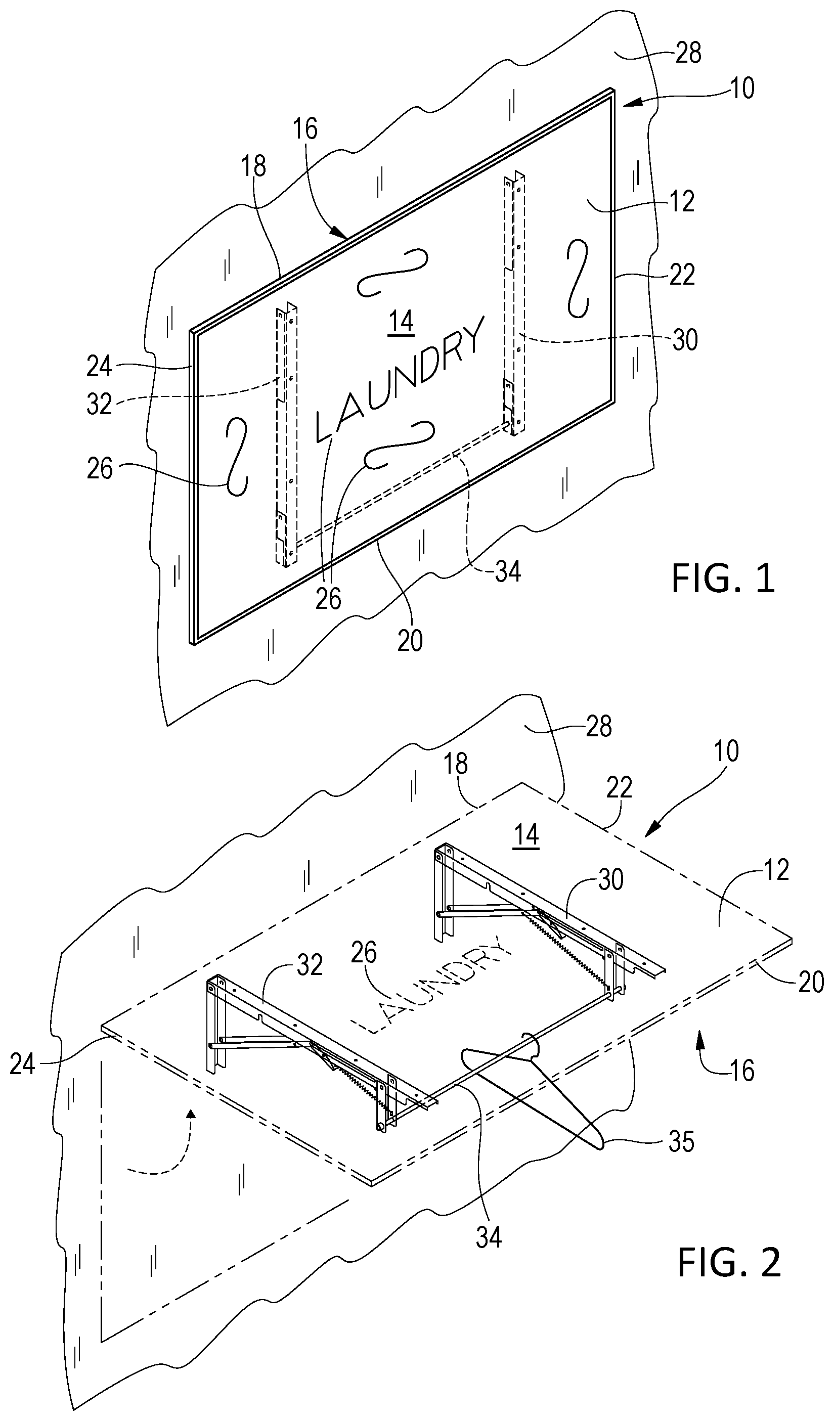 Patent US12322305 — Laundry sign with hidden clothes rod — Figure 1