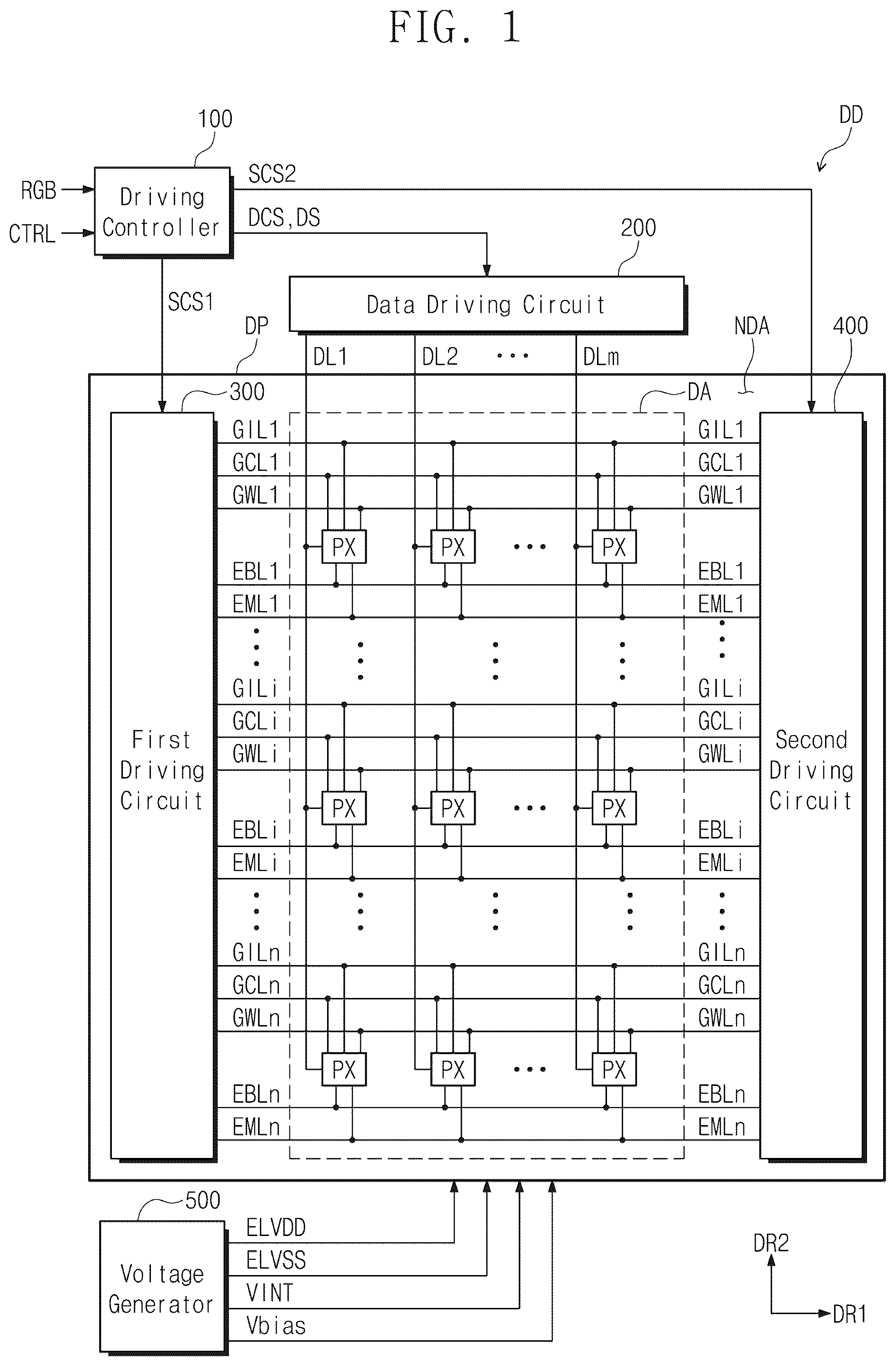 Patent US12322328 — Pixel and display device capable of operating at high operating frequency — Figure 1