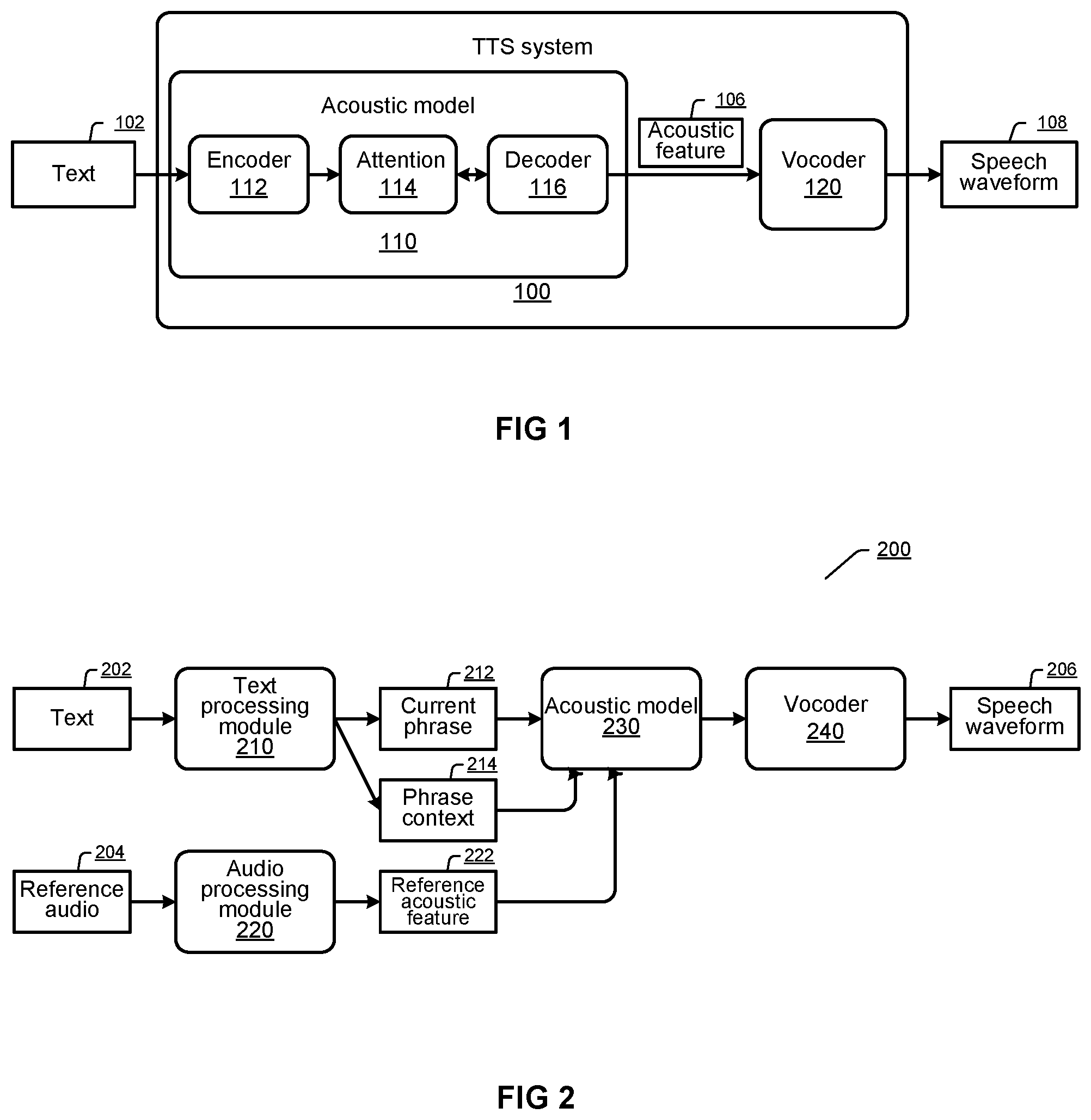 Patent US12322374 — Phrase-based end-to-end text-to-speech (TTS) synthesis — Figure 1