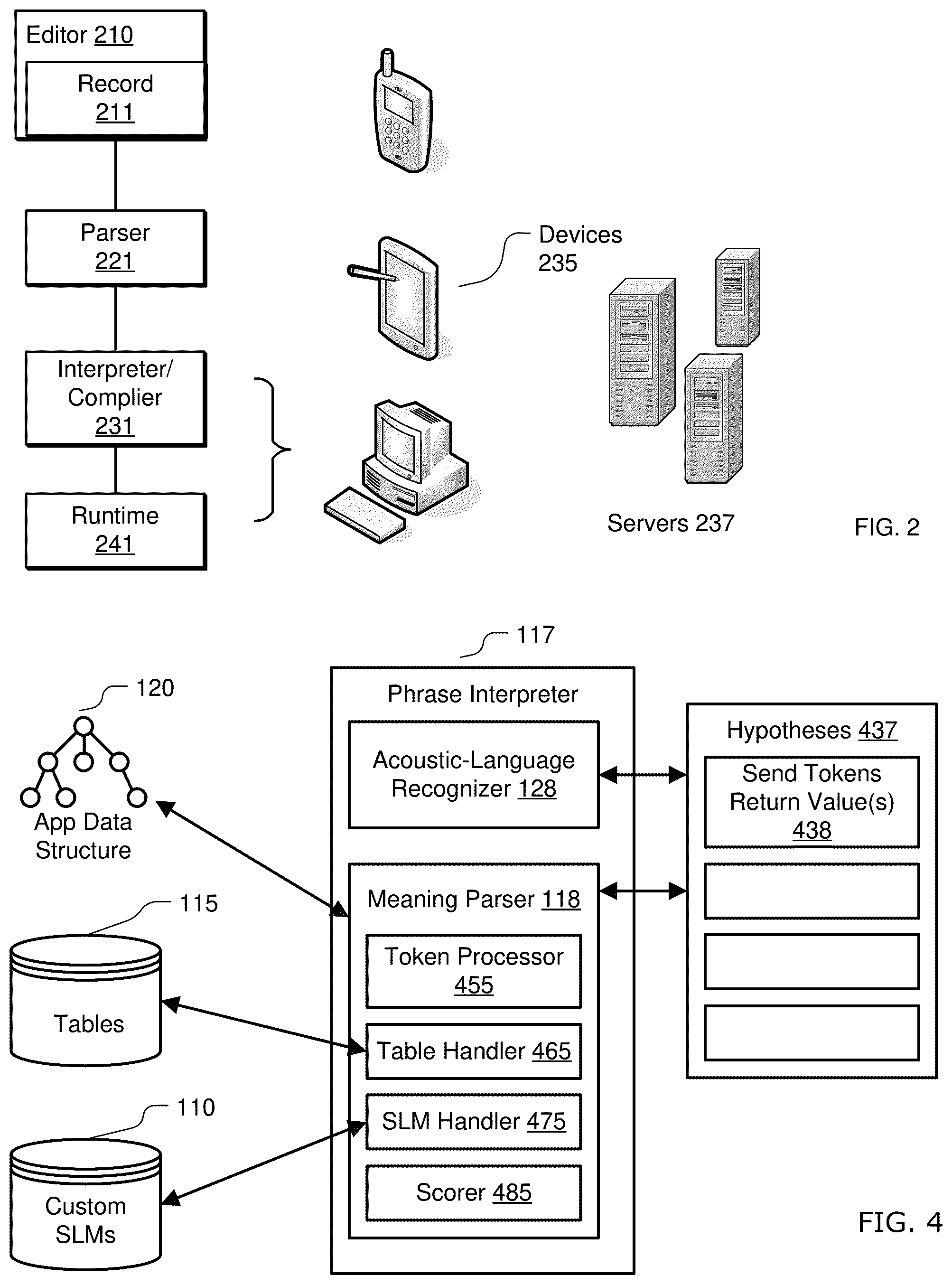 Patent US12322381 Figure 2 – Building a natural language understanding application using a received electronic record containing programming code including an interpret-block, an interpret-statement, a pattern expression and an action statement