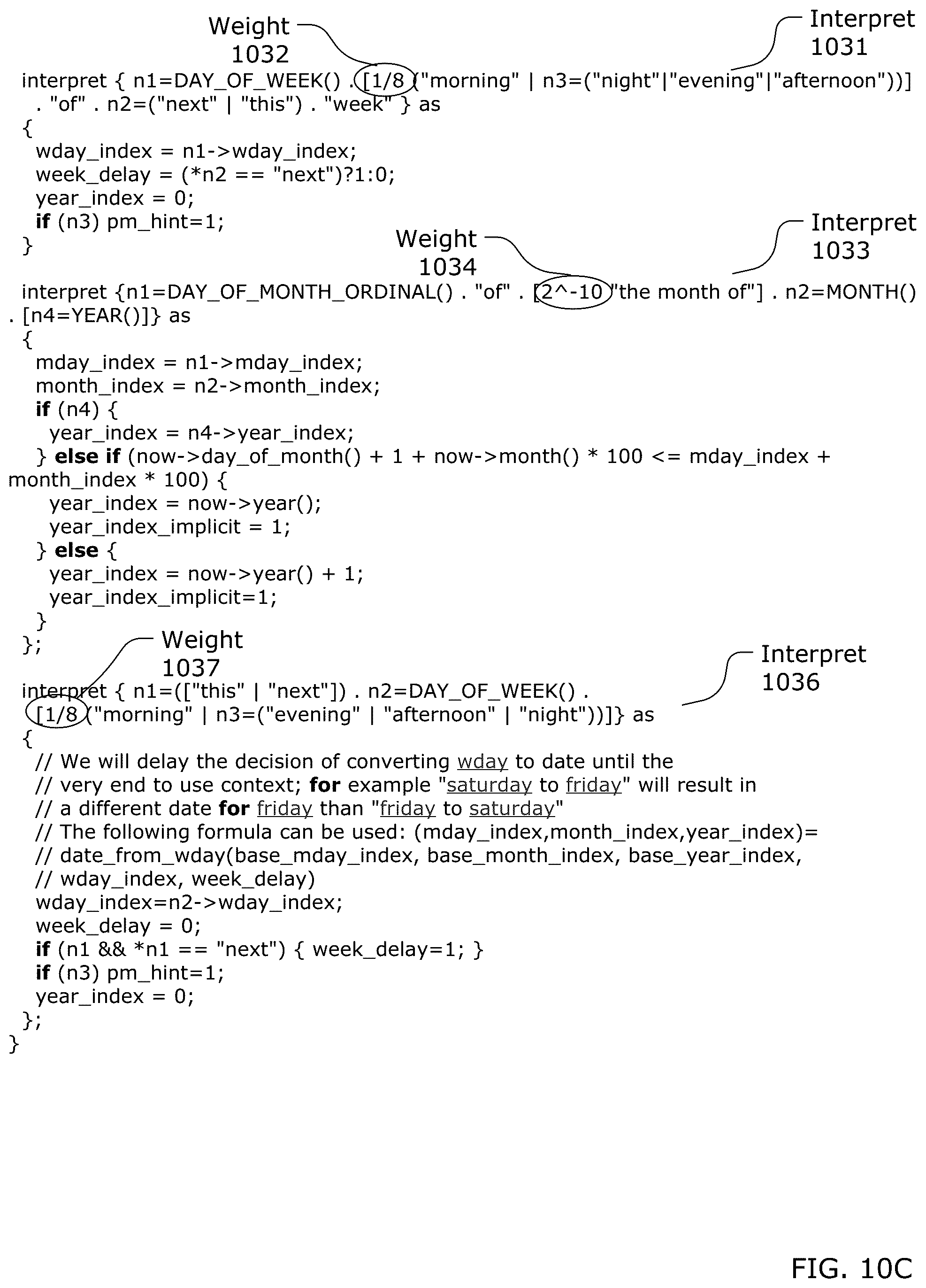 Patent US12322381 Figure 13 – Building a natural language understanding application using a received electronic record containing programming code including an interpret-block, an interpret-statement, a pattern expression and an action statement