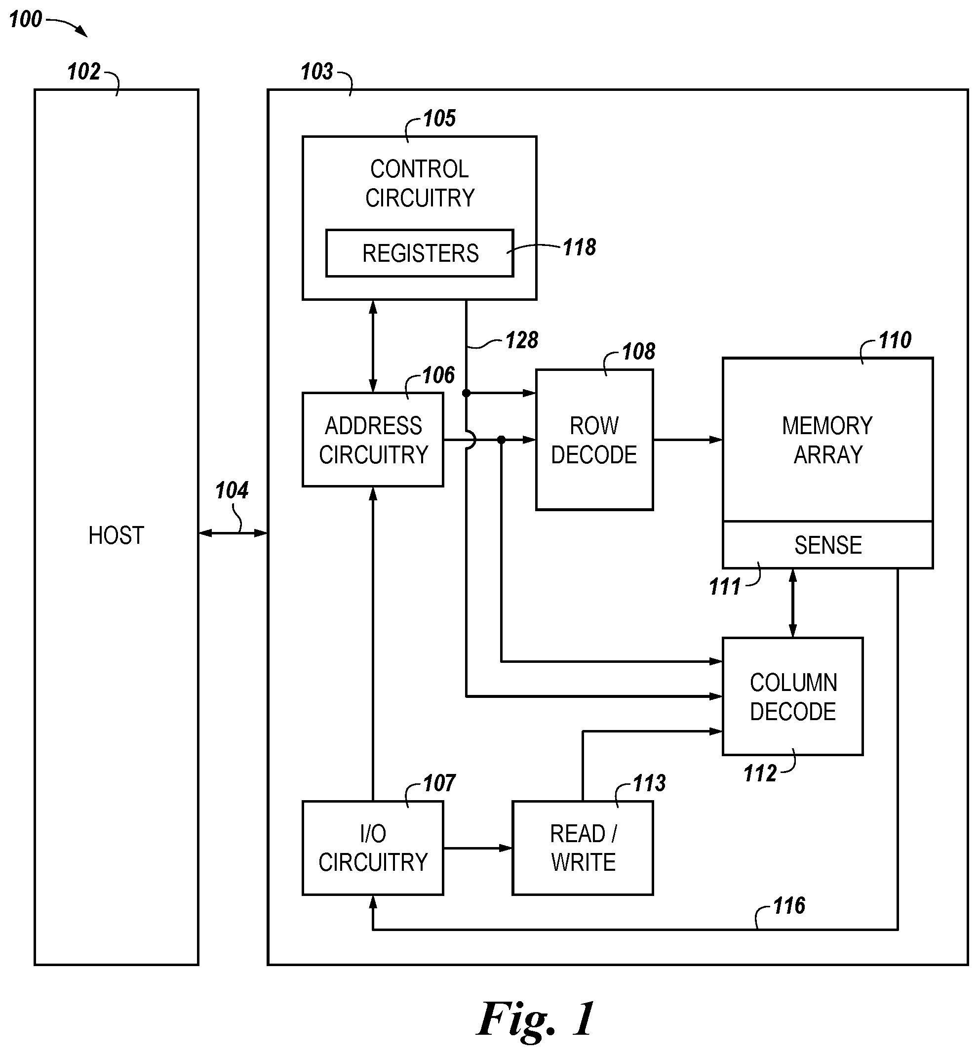 Patent US12322468 — Conditional write back scheme for memory — Figure 1