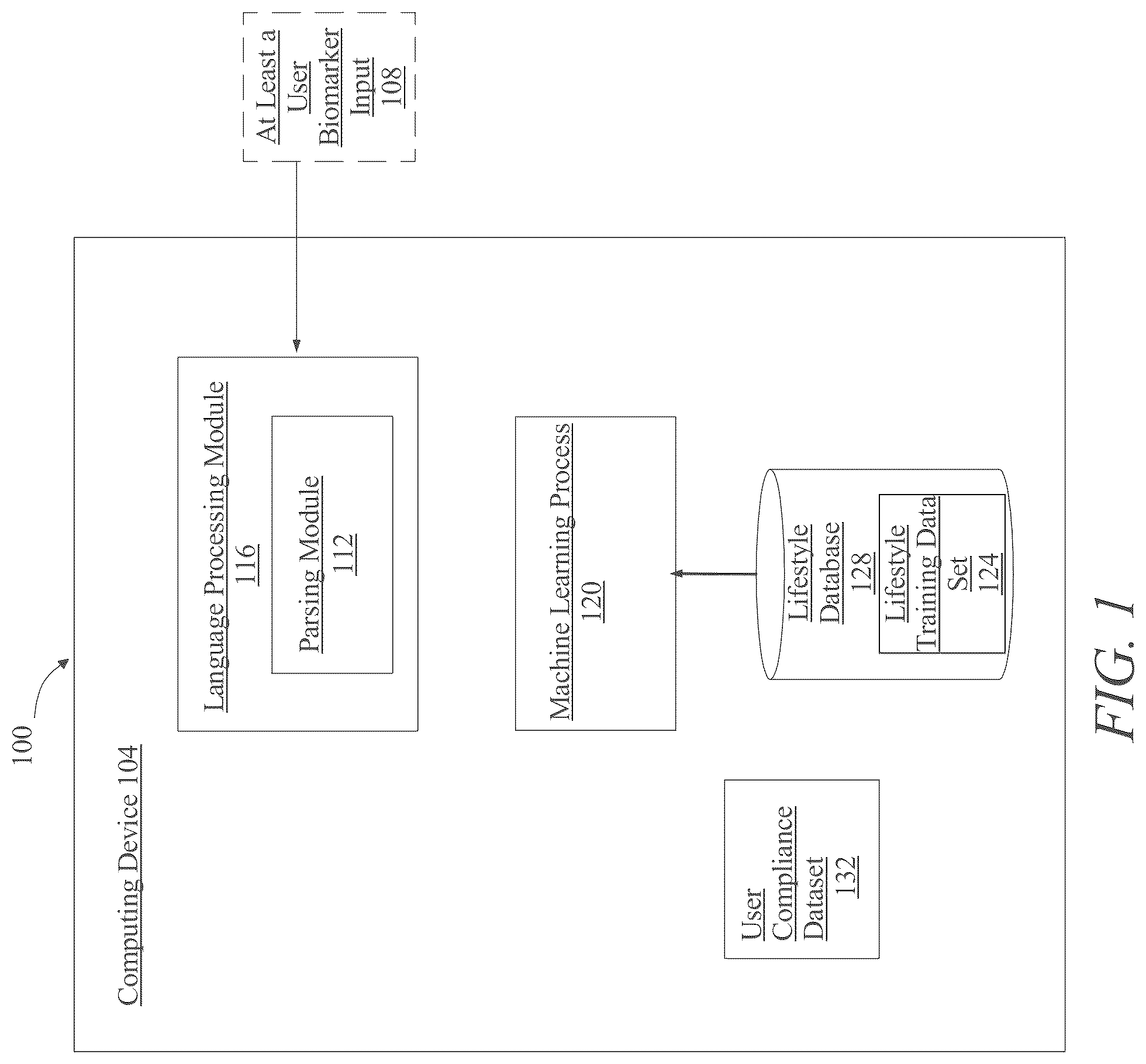 Patent US12322493 — Systems and methods for generating a lifestyle-based disease prevention plan — Figure 1
