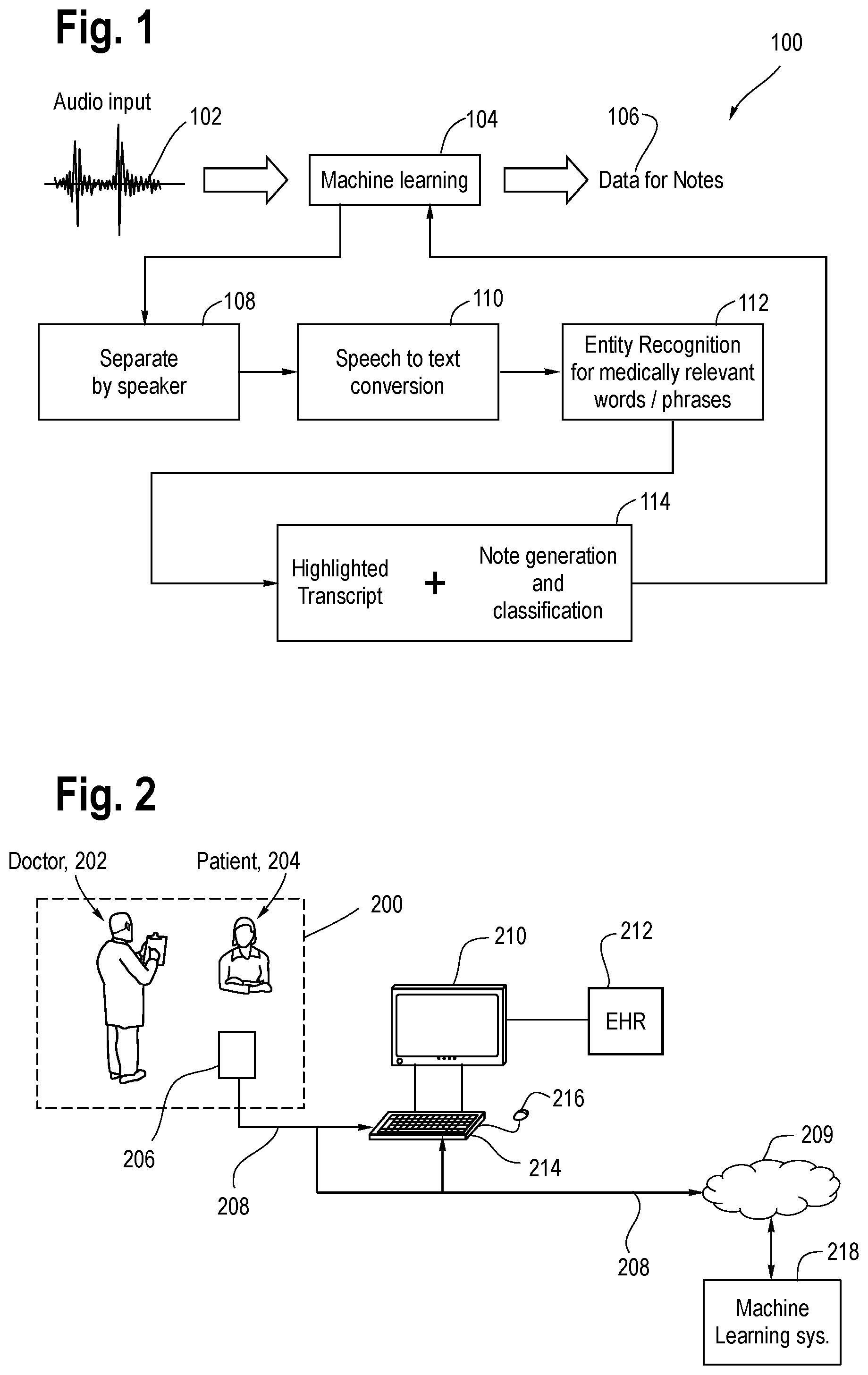 Patent US12322511 Figure 1 – Interface for patient-provider conversation and auto-generation of note or summary