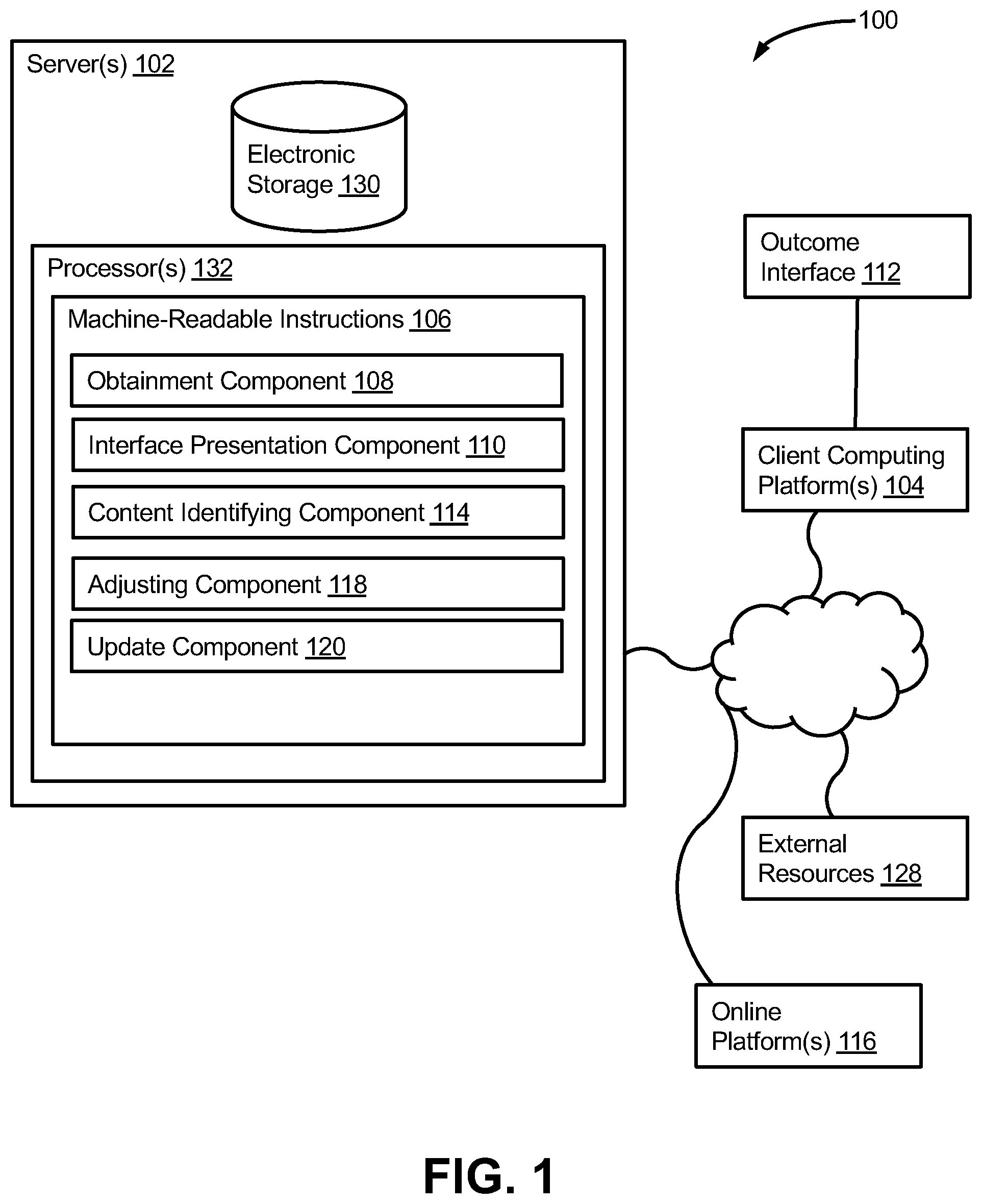 Patent US12322518 — Systems and methods to facilitate adjusting content to facilitate therapeutic outcomes of subjects — Figure 1