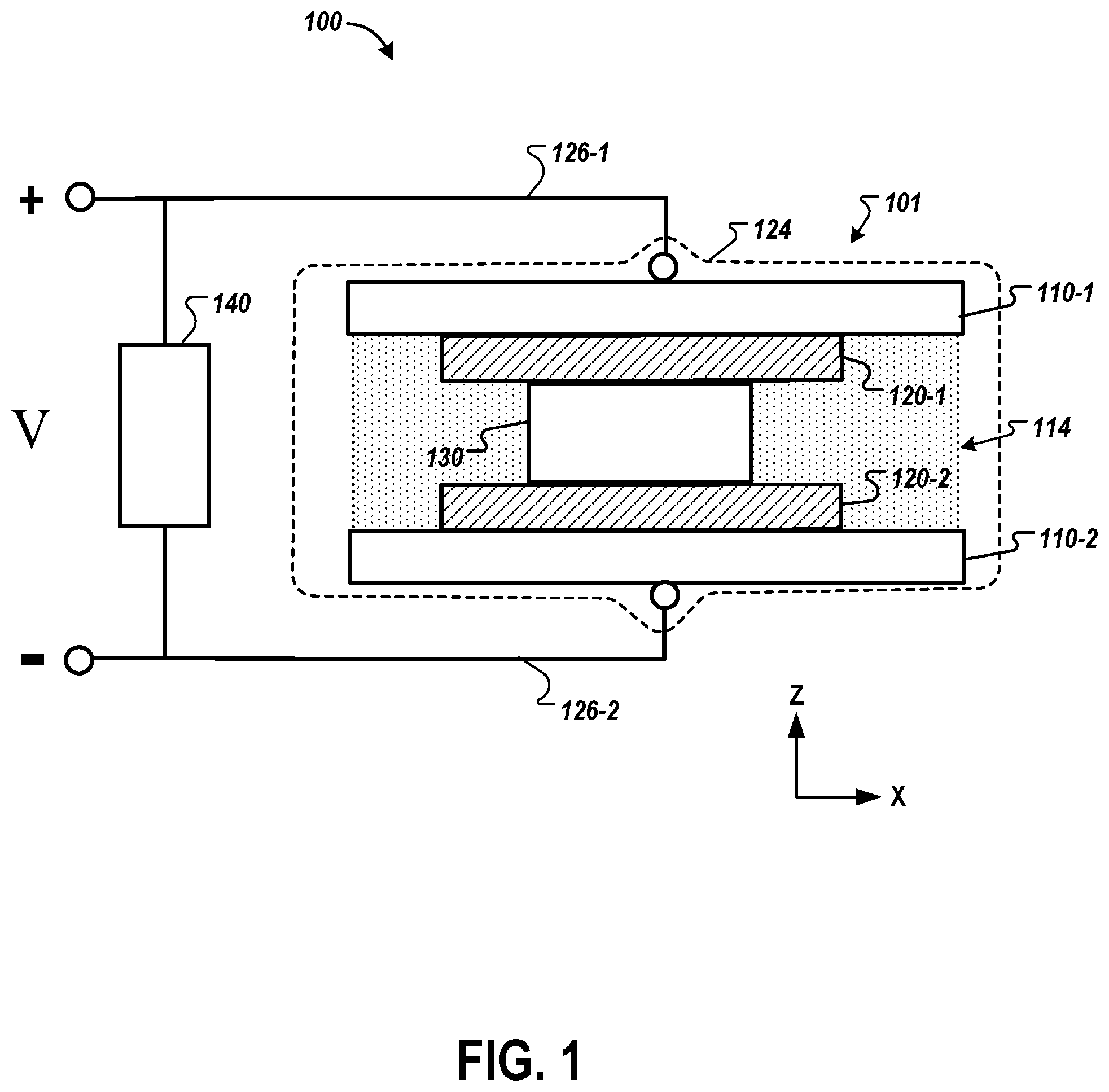 Patent US12322520 — High performance power sources integrating an ion media and radiation — Figure 1