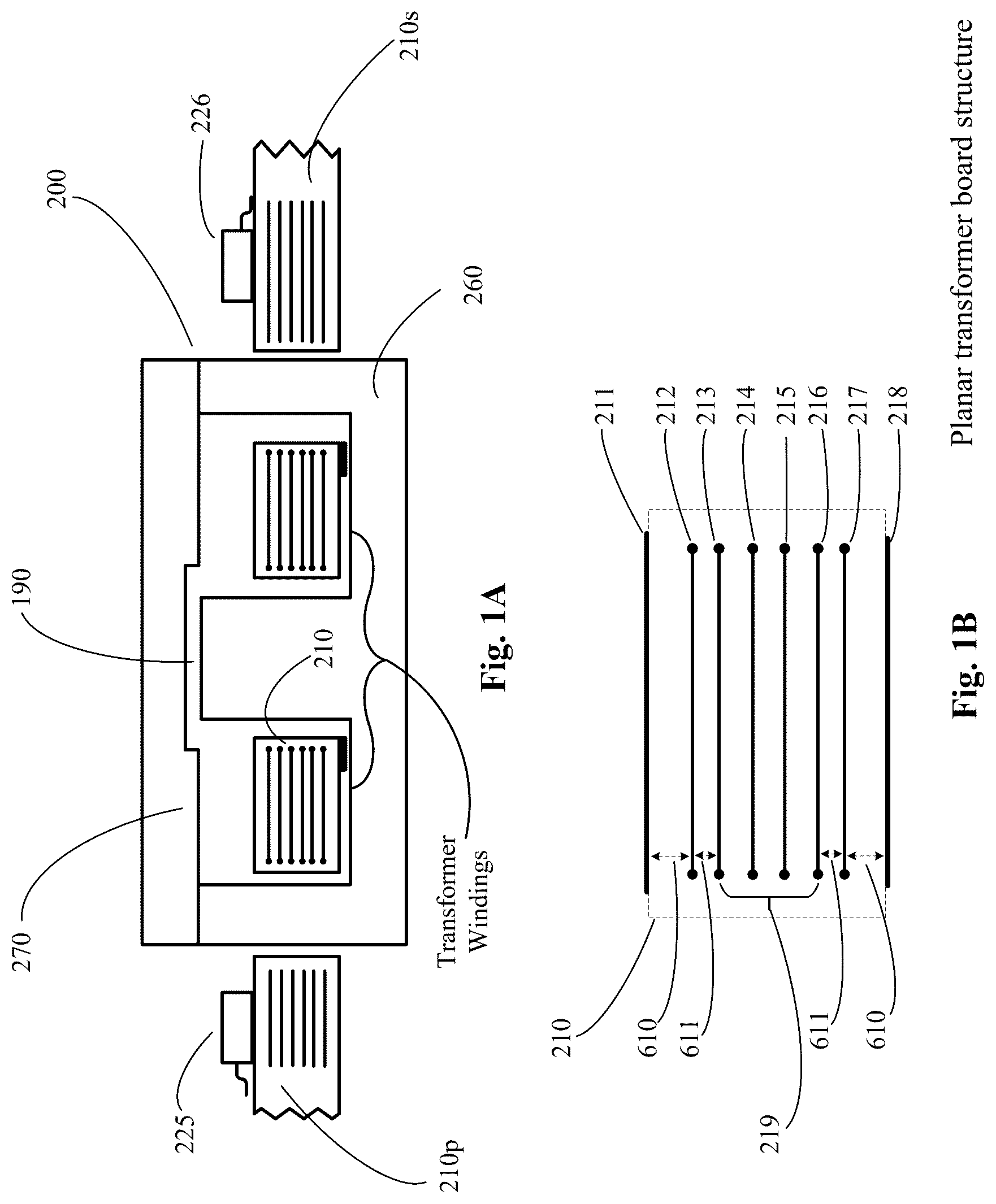 Patent US12322535 — Planar multilayer transformer with minimum noise injection in between primary and secondary winding — Figure 1