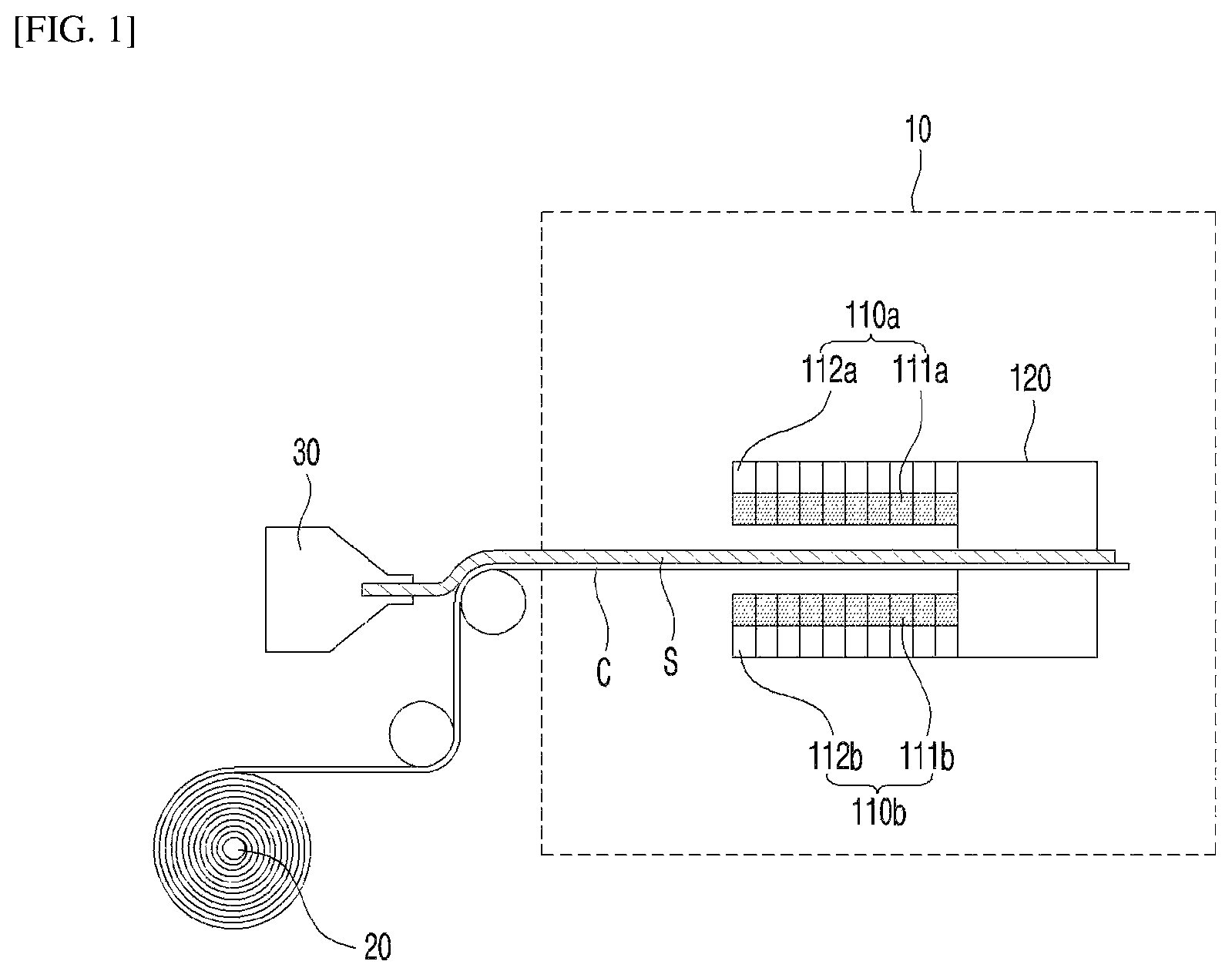Patent US12322543 — Magnetic alignment device for anode, and anode manufacturing method using same — Figure 1