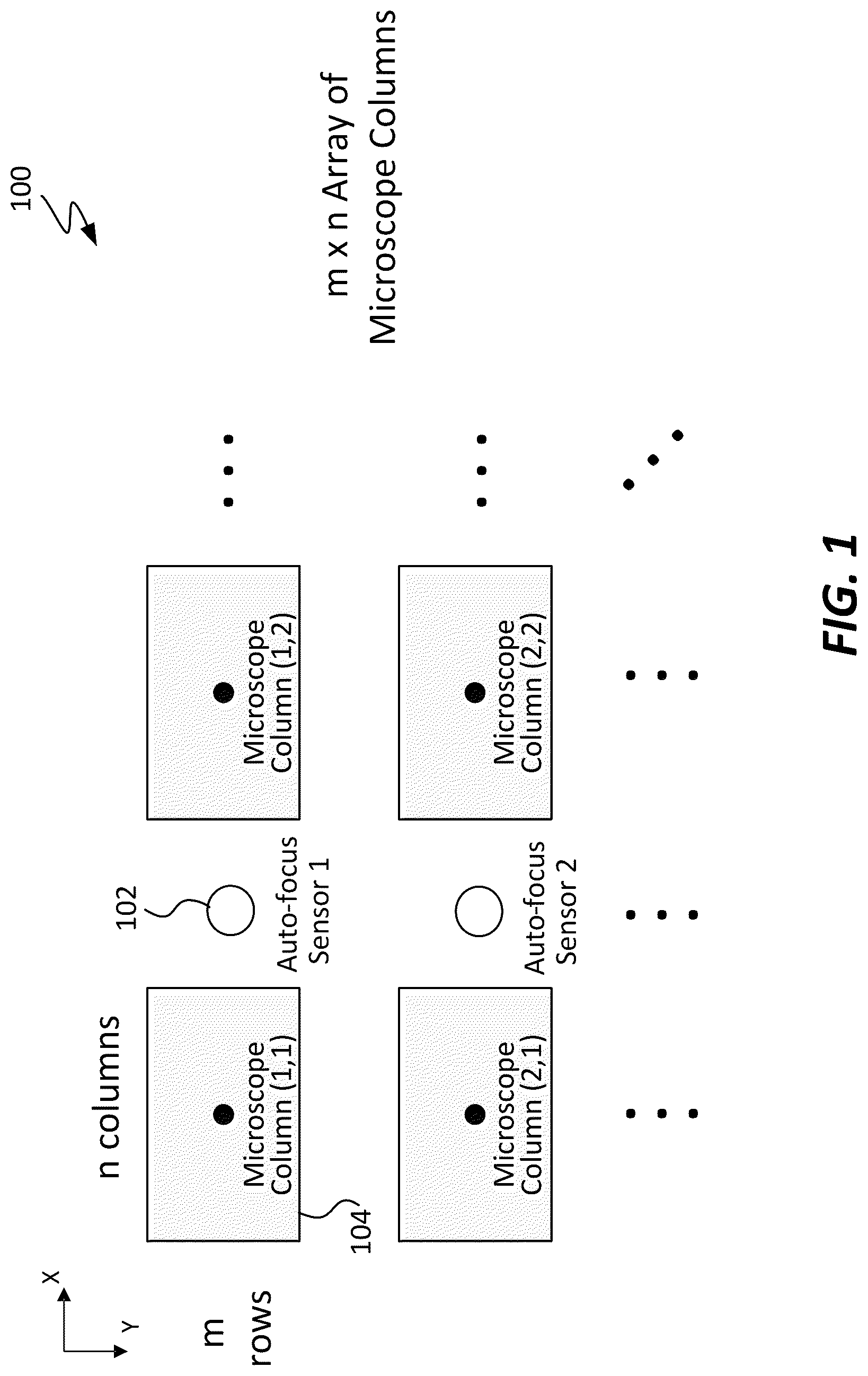 Patent US12322568 — Auto-focus sensor implementation for multi-column microscopes — Figure 1