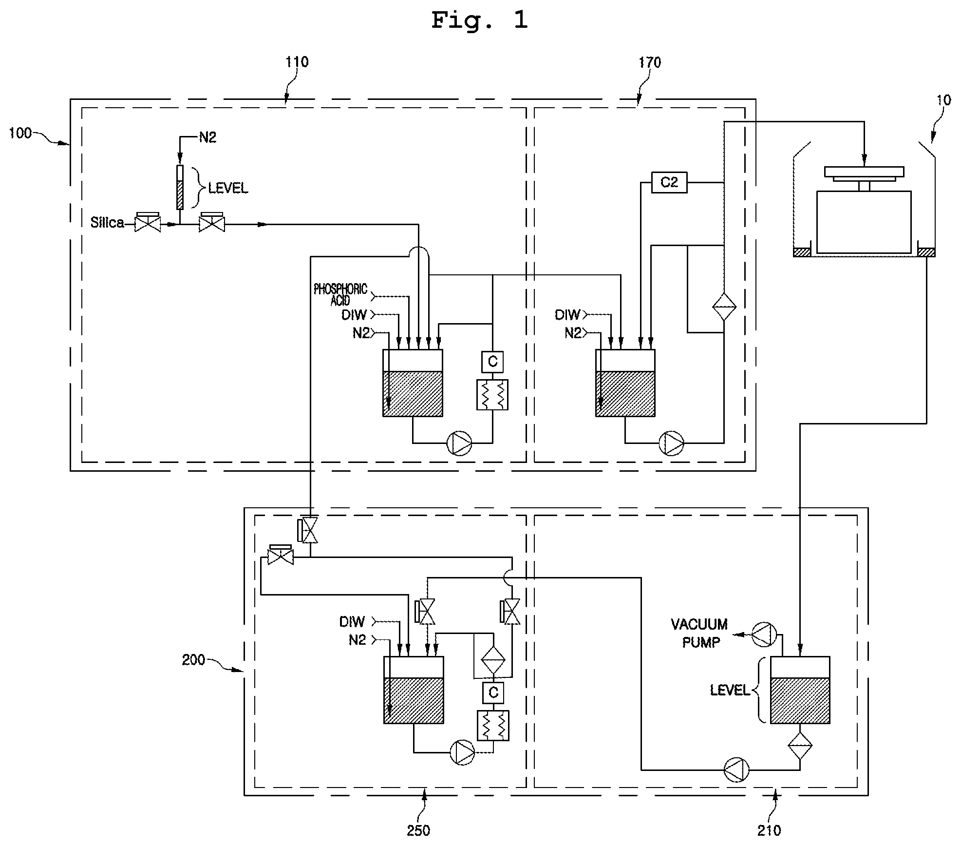 Patent US12322610 — Processing liquid supply apparatus and method of removing solids from processing liquid supply apparatus — Figure 1