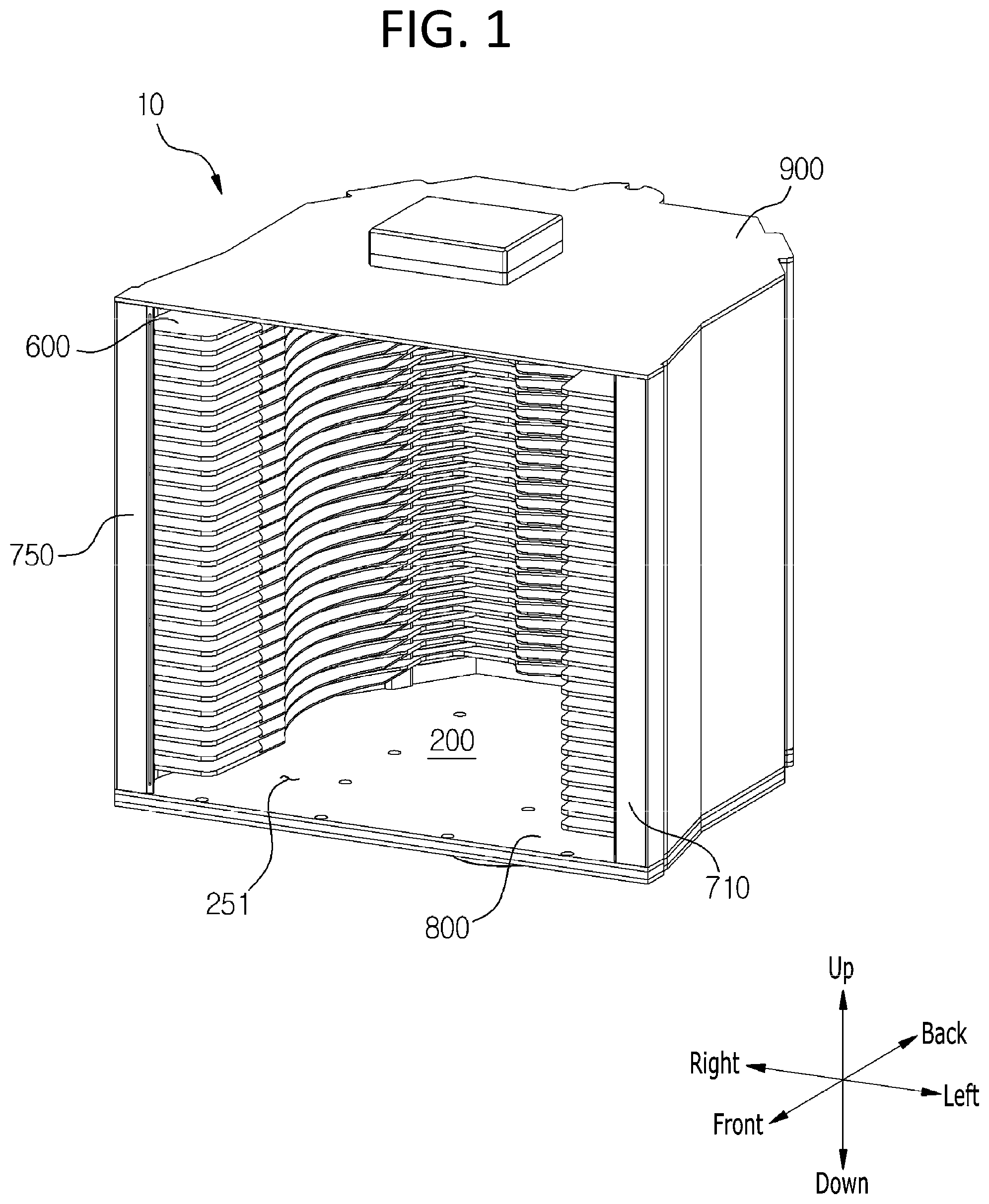 Patent US12322626 Figure 1 – Container for storing wafer