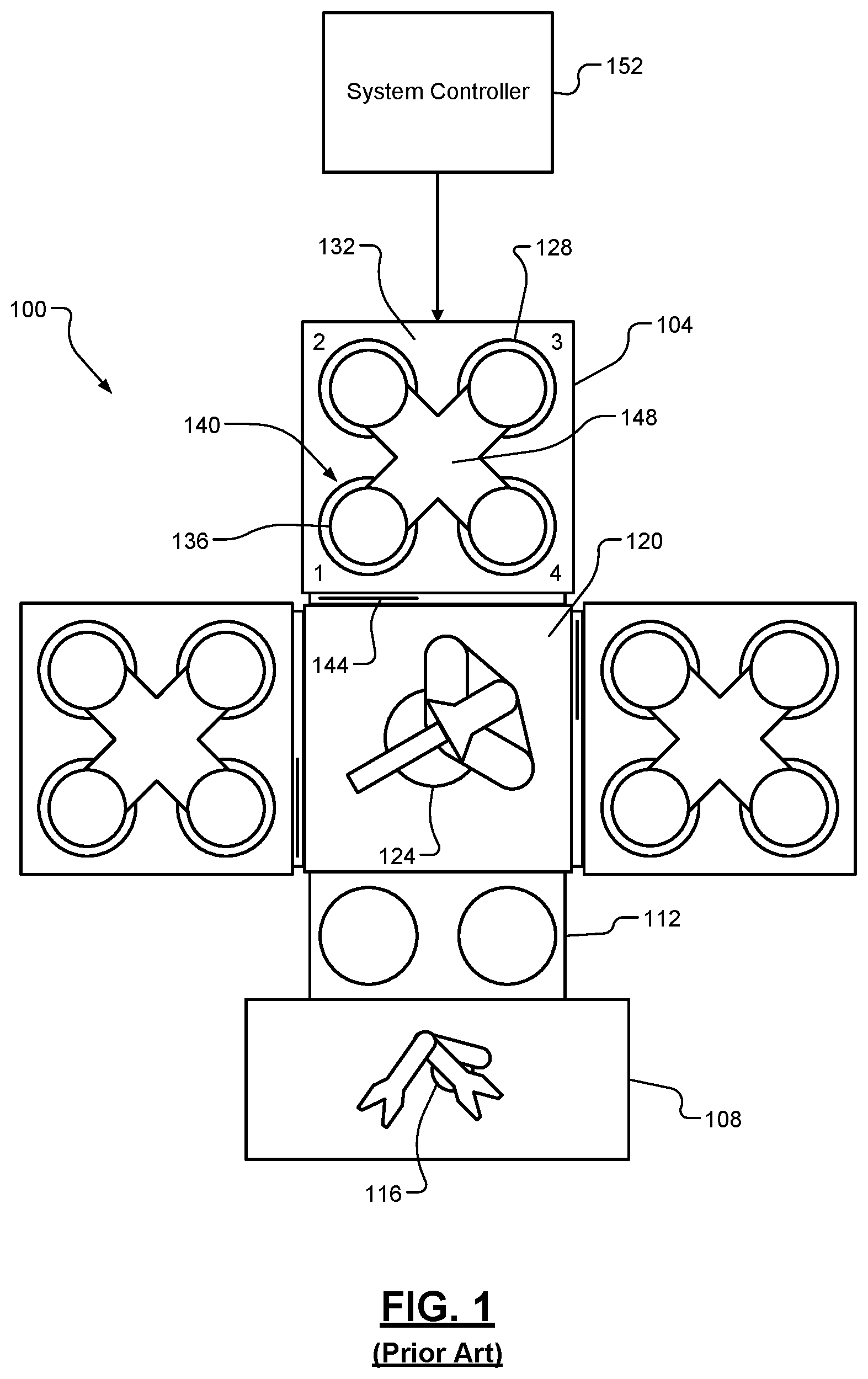 Patent US12322641 — Mechanical indexer for multi-station process module — Figure 1